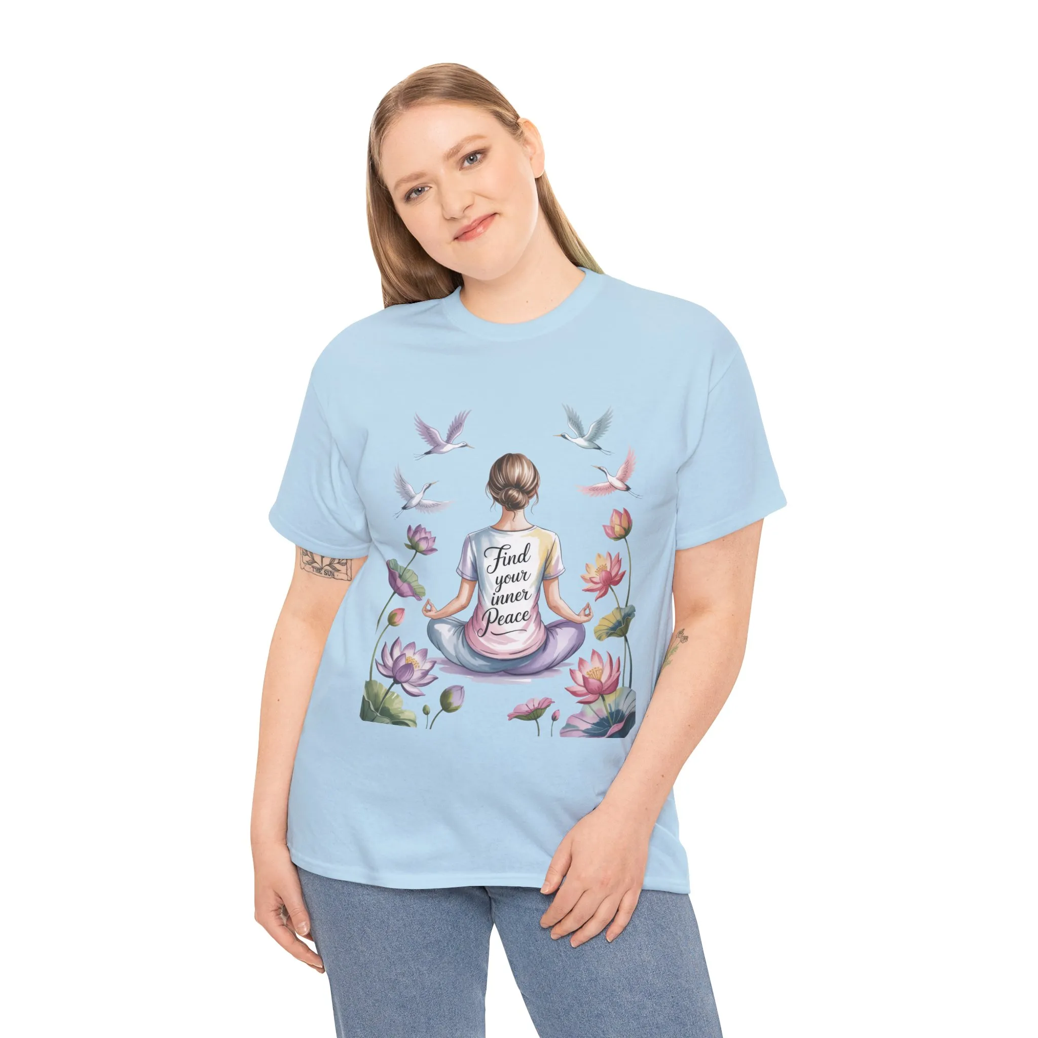 Find Your Inner Peace Womens Heavy Cotton Tee, Motivational Shirt, Meditation Apparel, Relaxation Gift, Casual Wear, Mindfulness Tee - Image 15