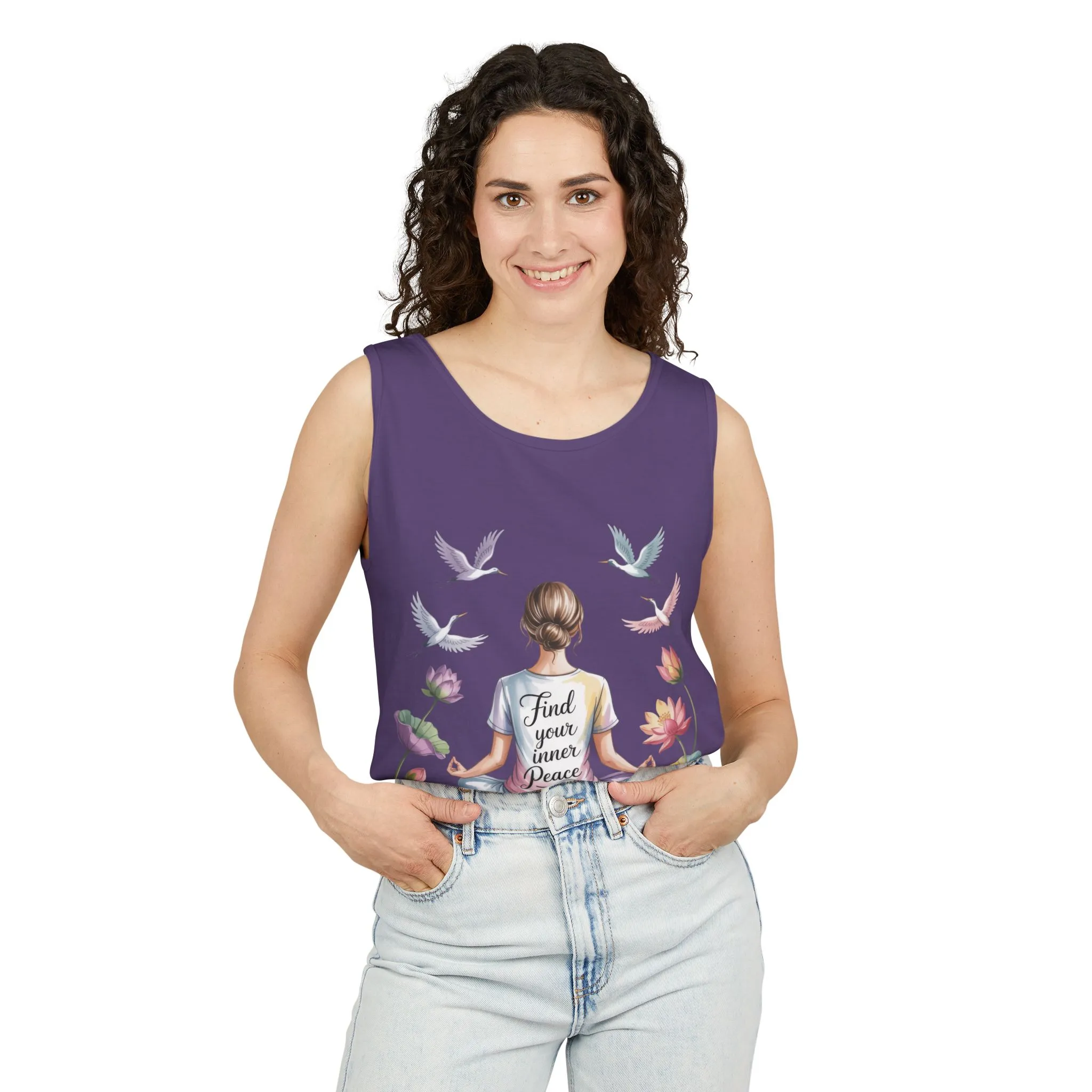 Meditation Floral Womens Tank Top, Find Your Inner Peace, Yoga Apparel, Gift for Mindfulness, Summer Relaxed Wear - Image 18