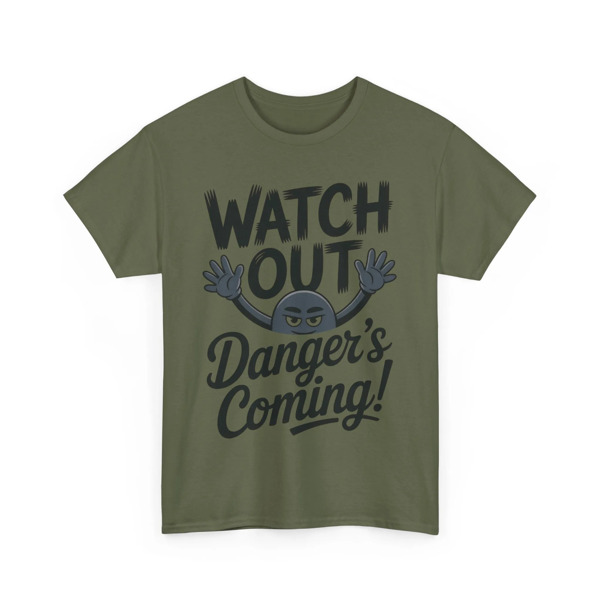 Funny "Watch Out" Cartoon Character T-Shirt, Sketch Style Unisex Heavy Cotton Tee, Minimalist Humorous Graphic Tee, Gift for Him/Her - Image 13