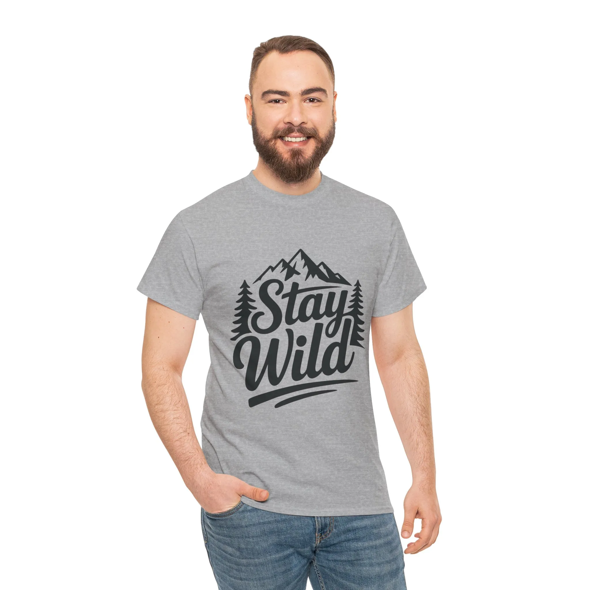 Stay Wild Adventure Tee, Unisex Heavy Cotton Tee for Nature Lovers, Camping, Hiking, Gifts for Outdoorsy Friends, Nature Graphic Tee - Image 8