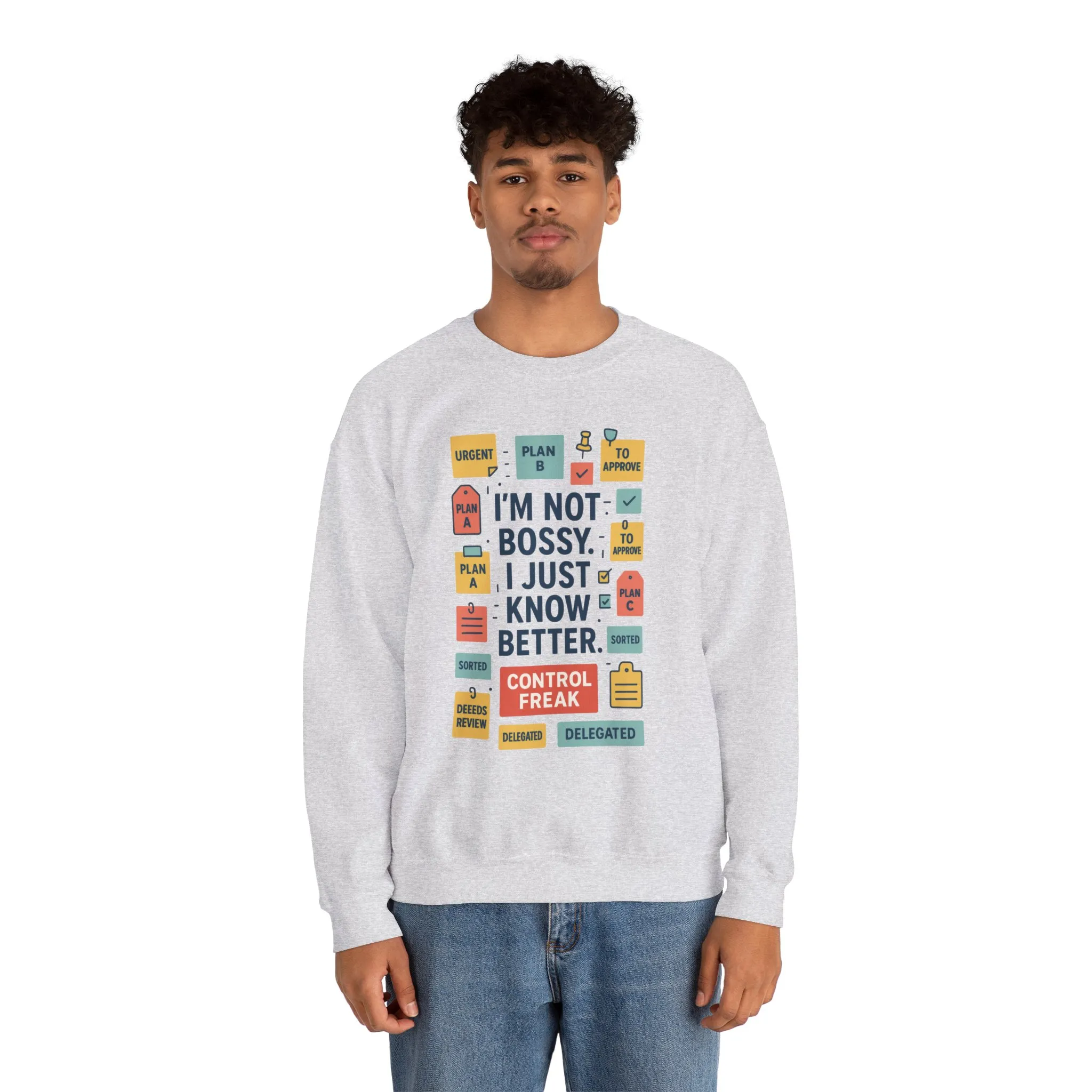 Funny Mens Control Freak Sweatshirt, Sarcastic Crewneck Gift for Him, Perfect Gift for Bossy Friends - Image 5