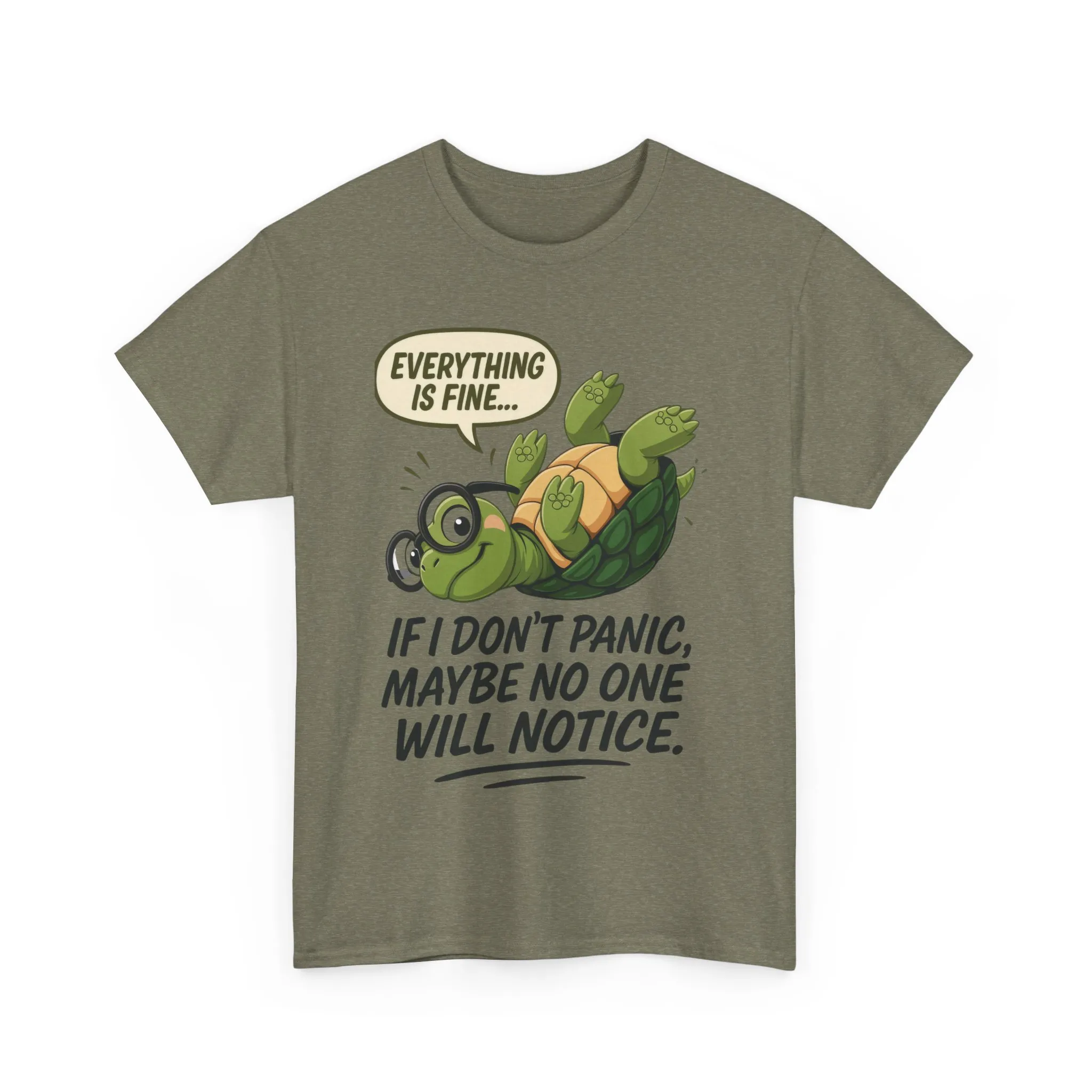 Everything is Fine Turtle Tee, Funny Unisex Cotton Tee, Cute Animal Shirt, Social Anxiety Joke, Great for Humor, Positive message t-shirt - Image 9
