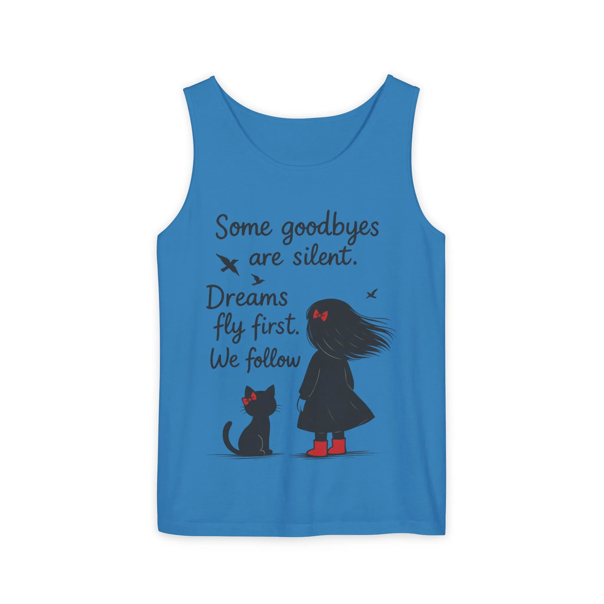 Minimalist Tank Top, Womens Tank, Girl & Cat Art Print, Emotional Lightweight Summer Shirt, Inspirational Apparel, Cat Lover Gift - Image 19