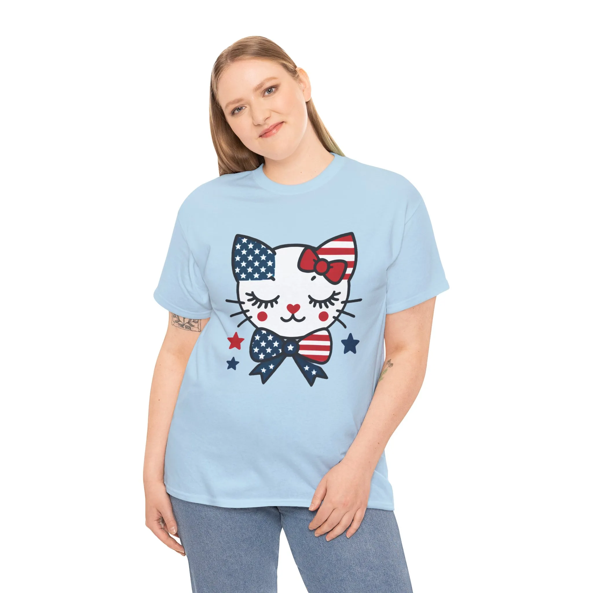 Patriotic Cat Womens Tee, Cute Cat Shirt, Womens T-Shirt, July 4th Outfit, Independence Day Gift, Animal Lover Apparel - Image 32