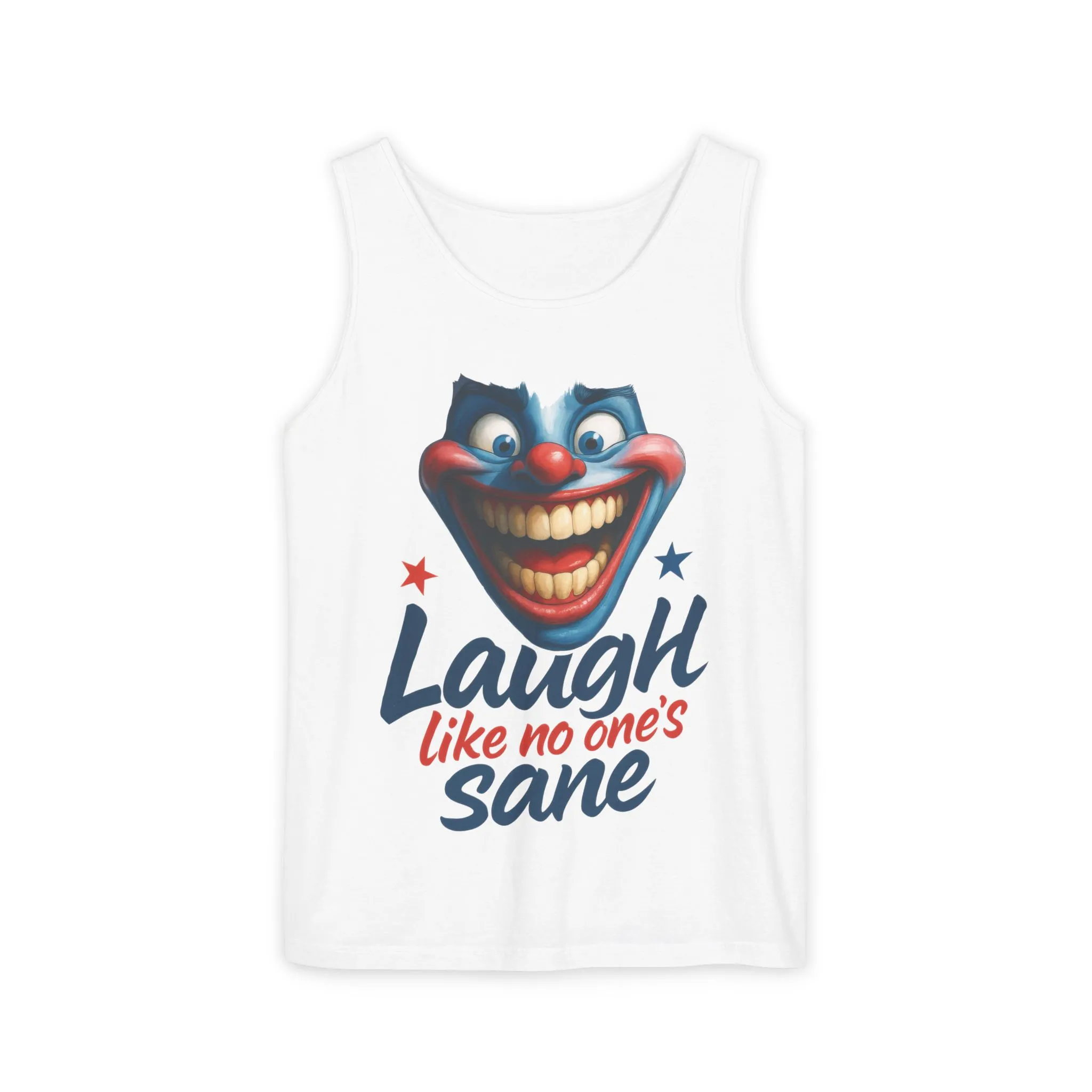Laugh Out Loud Unisex Tank Top, Funny Graphic Top, Humor Shirt, Summer Apparel, Gift for Clowns, Party Wear