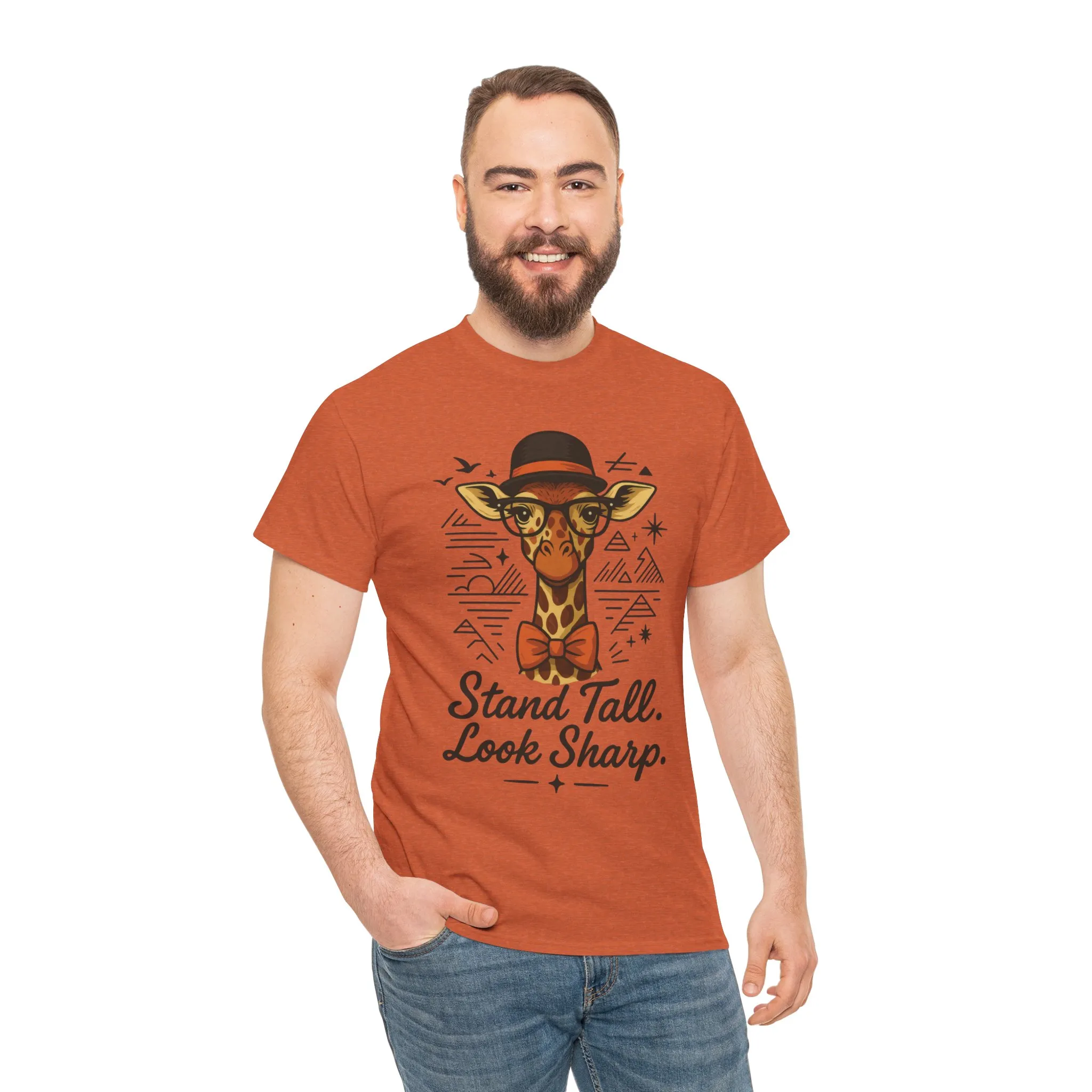 Hipster Giraffe T-Shirt with Hat and Glasses, Whimsical Giraffe Tee, Fun Gift, Cute Graphic Shirt, Unisex Heavy Cotton Tee - Image 7