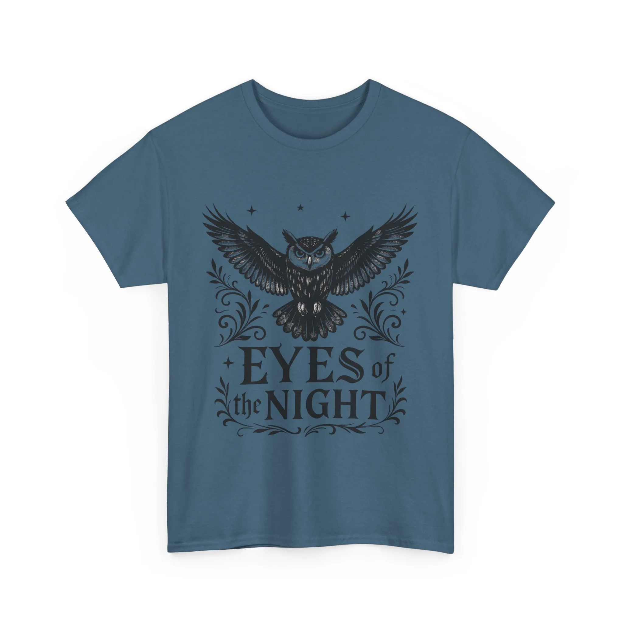 Cool Owl Graphic Unisex Heavy Cotton Tee, Flying Owl Art T-Shirt, Animal Print Tee, Gothic Bird Graphic Tee, Mens Gothic Style Shirt - Image 22