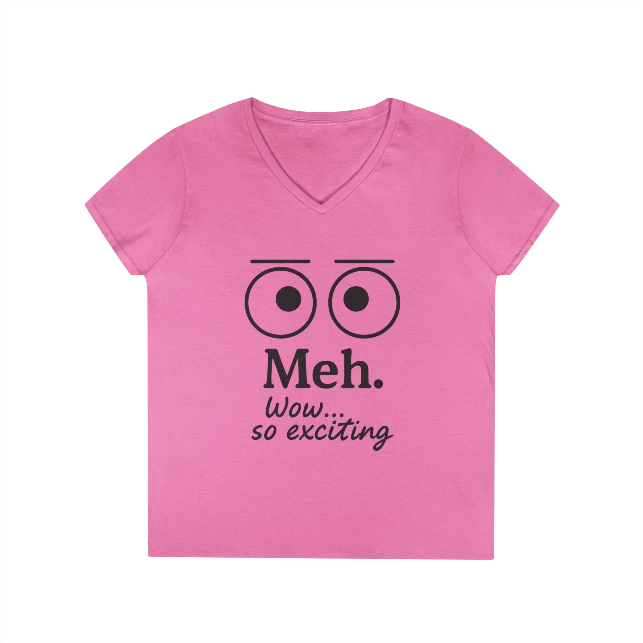 Funny Ladies' V-Neck T-Shirt - "Meh." Graphic, Casual Humor Tee, Gift for Her, Everyday Wear, Cute Top - Image 31