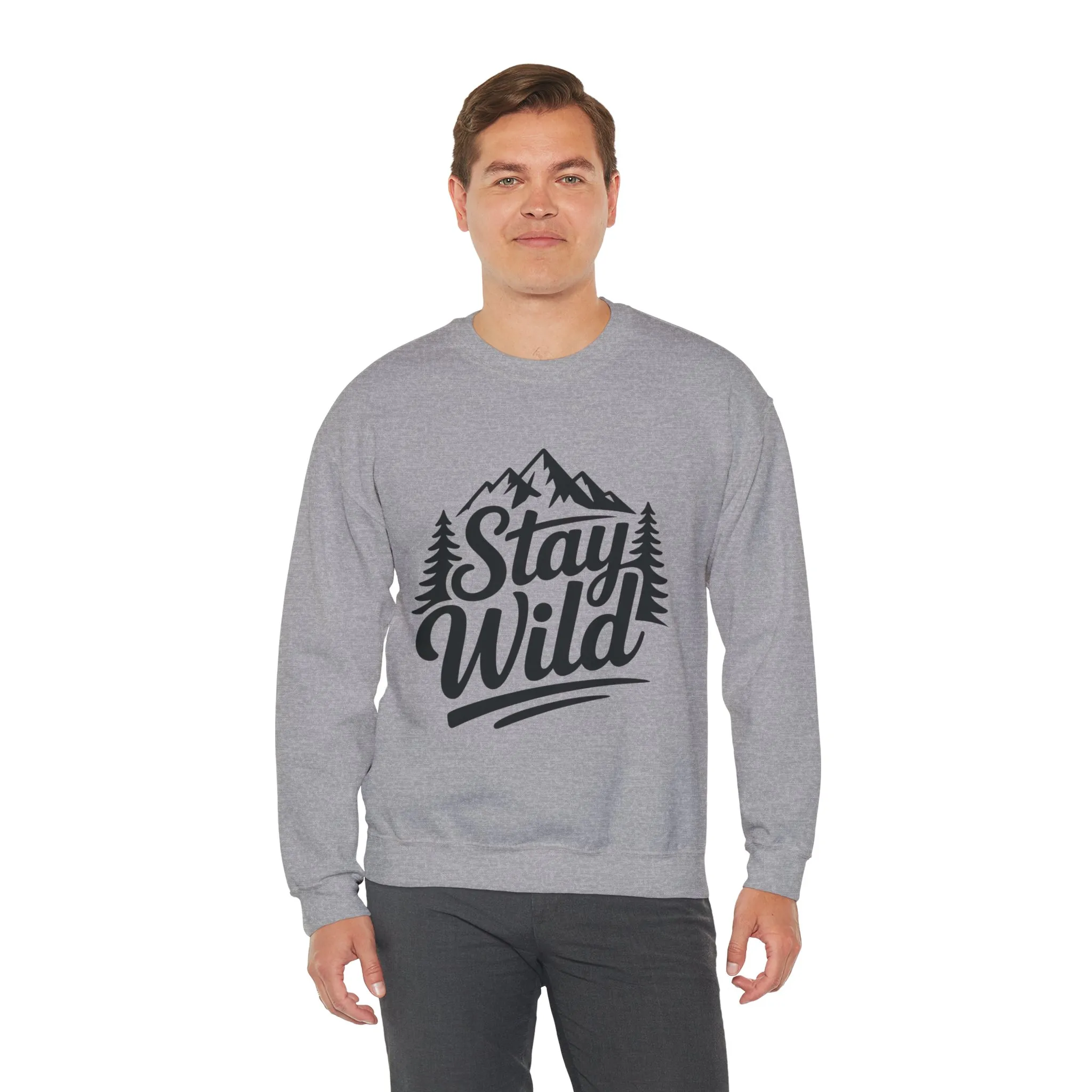 Stay Wild Unisex Crewneck Sweatshirt, Cozy Casual Wear for Adventurers, for Nature Lovers, Mountain Nature Unisex Crewneck Sweatshirt - Image 12
