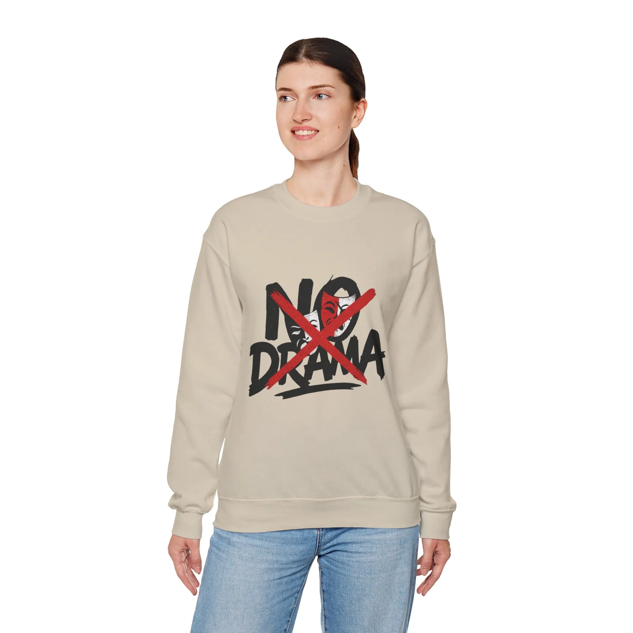 No Drama Crewneck Womens Sweatshirt, Cozy Sweatshirt, Relaxed Fit Pullover, Casual Gift for Friends, Everyday Comfort Apparel - Image 33