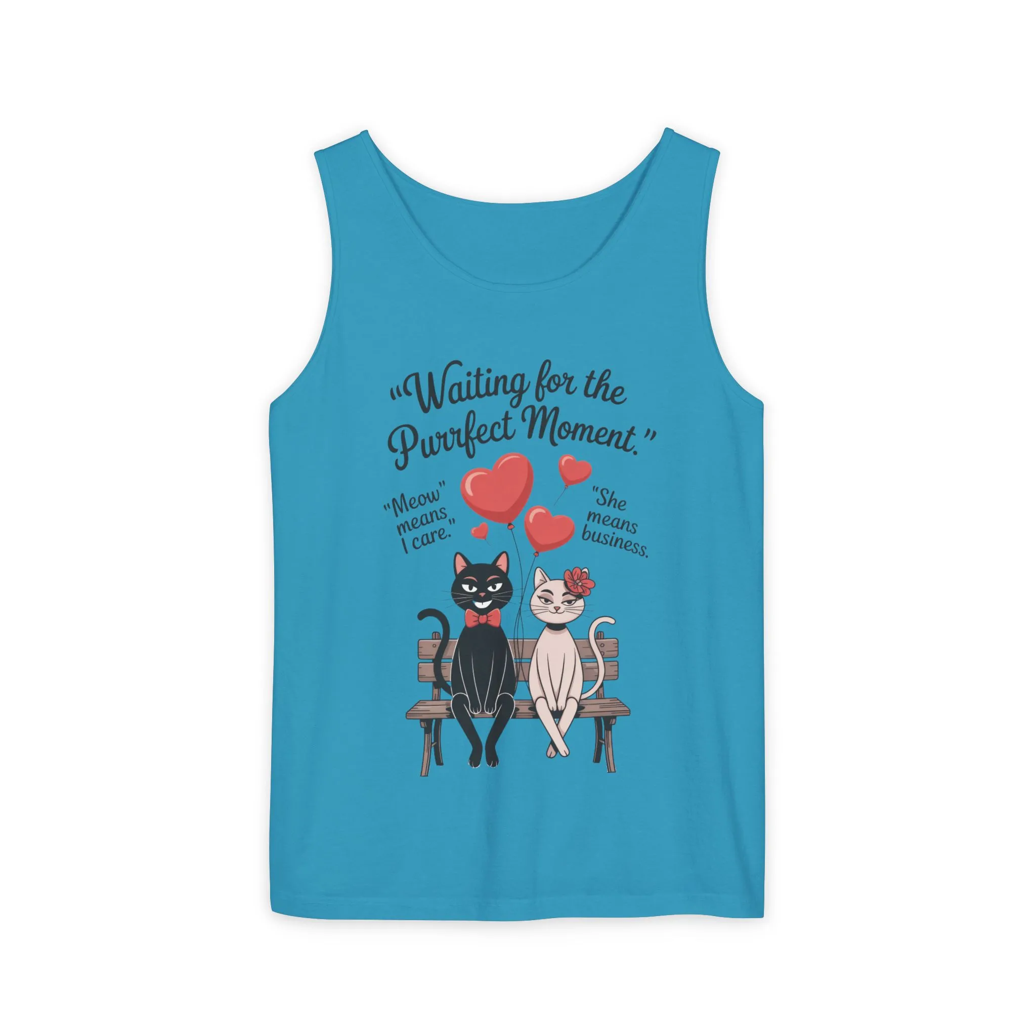 Cute Cat Lovers Tank, Womens Heavy Cotton Tank Top for Pet Owners, Funny Cat Tee, Gift for Cat Lovers, Casual T-Shirt, Animal Art Tee - Image 7