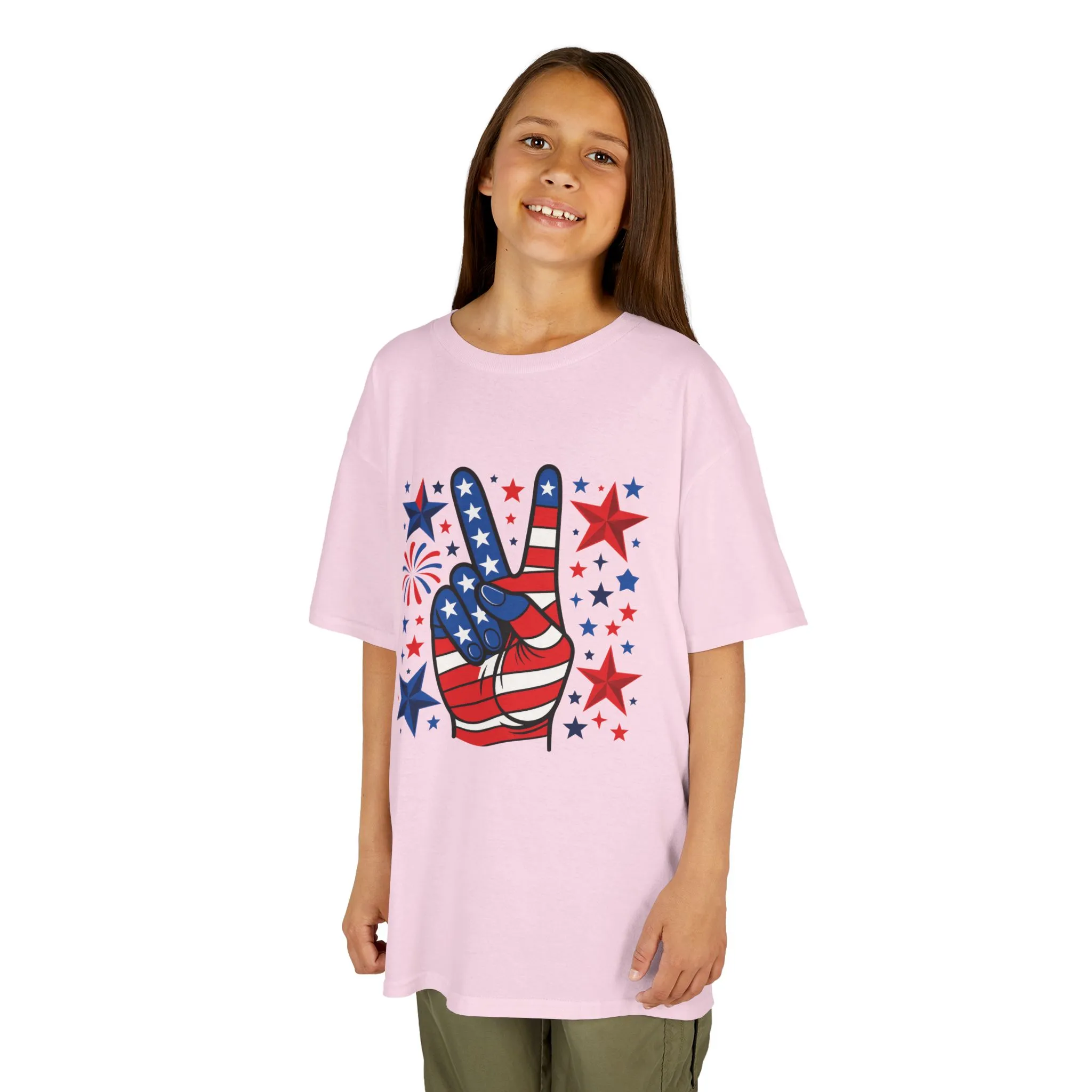 Kids Peace Sign Tee, Patriotic Children's T-Shirt, Americana Style Tee, July 4th Outfit, Independence Day Gift, Star-Spangled Shirt - Image 29