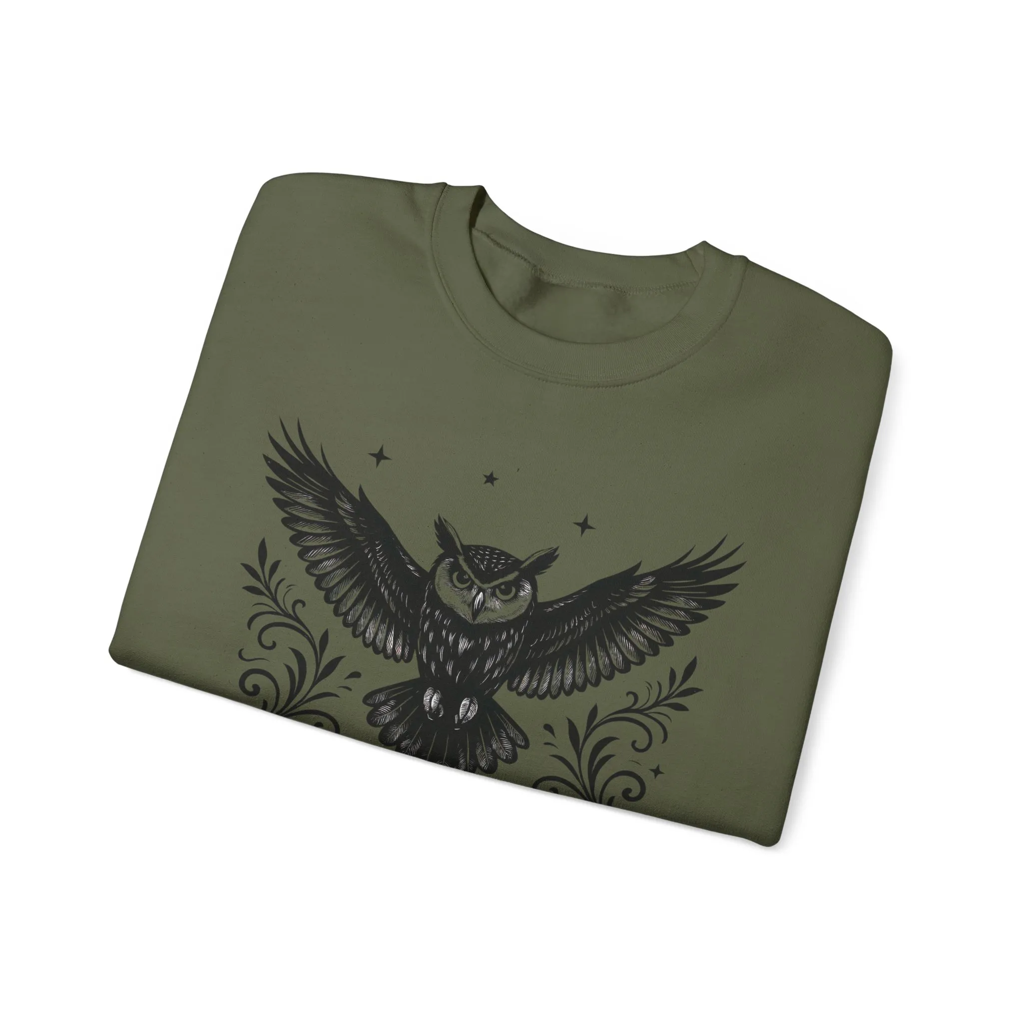 Eyes of the Night Owl Sweatshirt, Mens Dark Gothic Sweatshirt, Mysterious Owl Graphic Pullover, Forest Bird of Night Design, Halloween Gift - Image 18