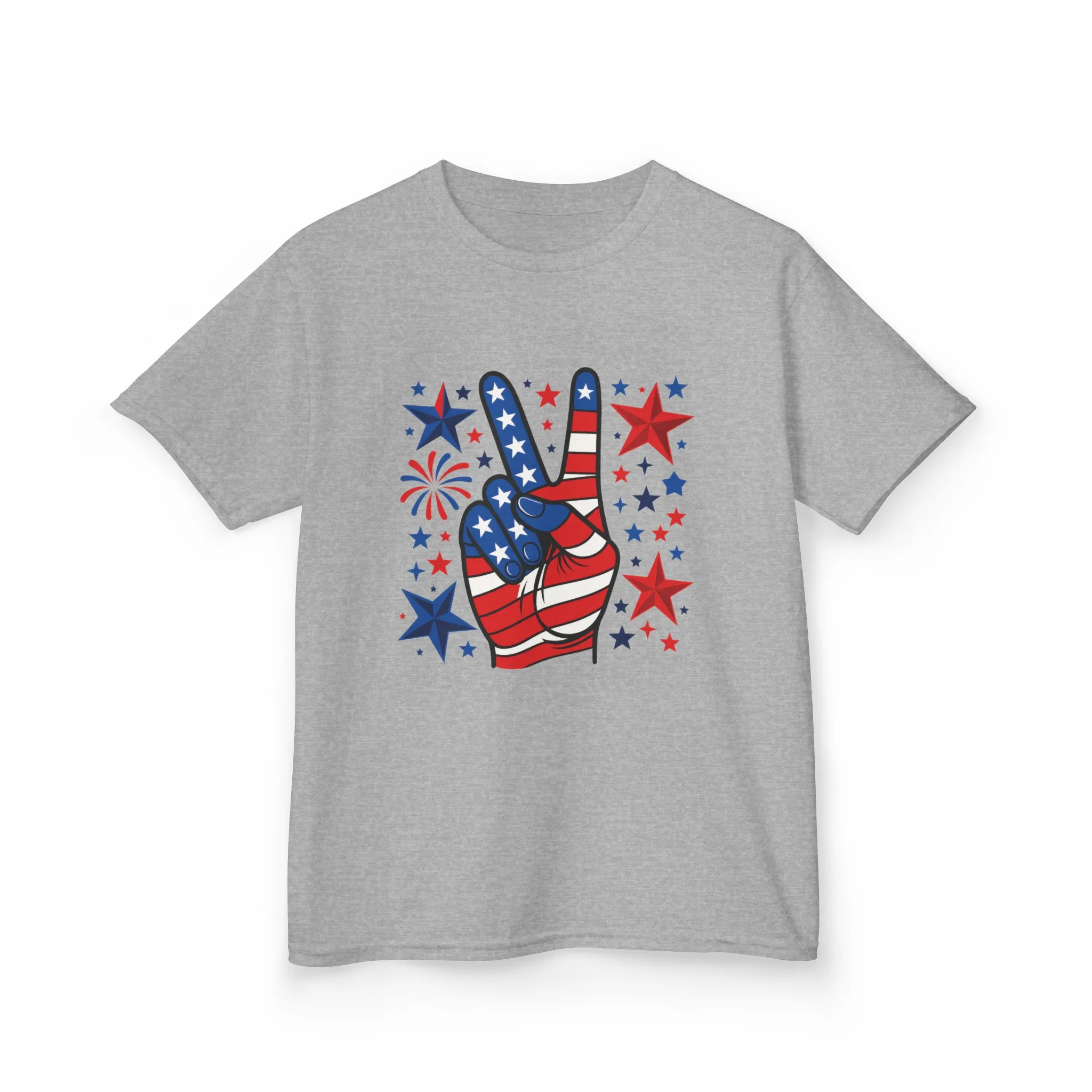 Kids Peace Sign Tee, Patriotic Children's T-Shirt, Americana Style Tee, July 4th Outfit, Independence Day Gift, Star-Spangled Shirt - Image 7