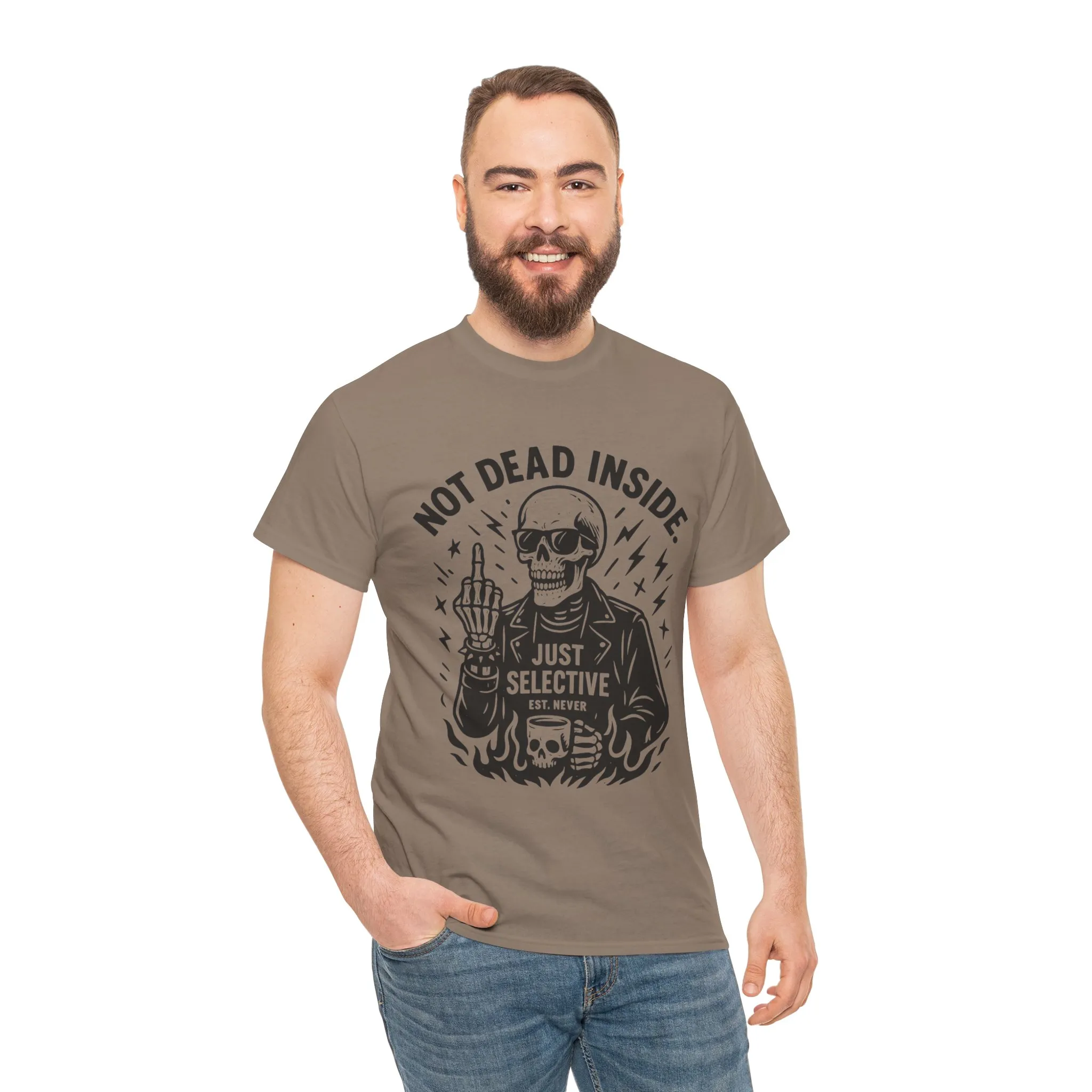 Mens Dark Humor Graphic Shirt, Not Dead Inside, Funny Graphic Shirt for Casual Wear, Gifts for Him, Halloween, Occasions, Funny Skeleton Tee - Image 12