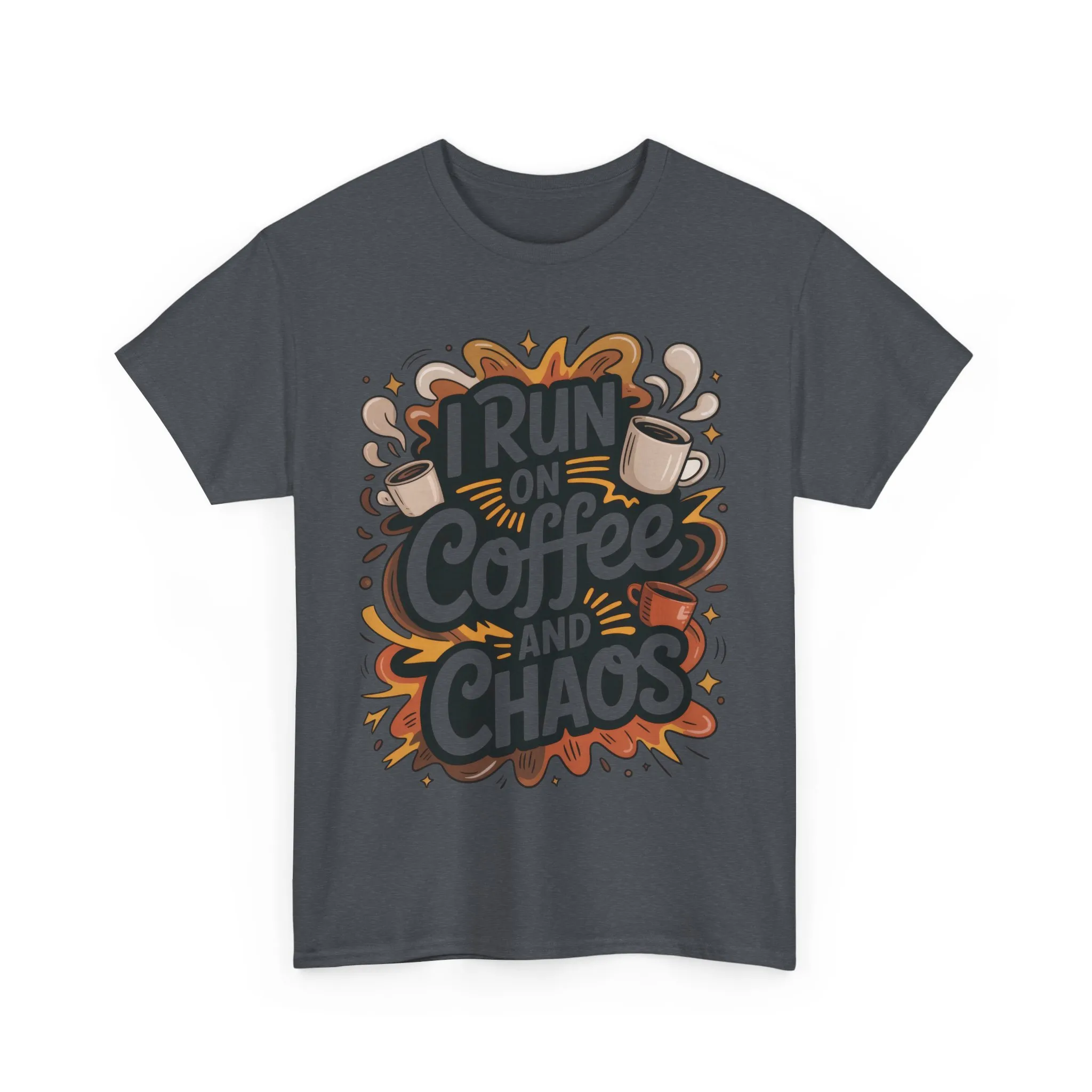 Run on Coffee and Chaos Tee, Unisex Cotton T-Shirt, Coffee Lover Gift, Casual Wear, Perfect for Relaxing Days - Image 29
