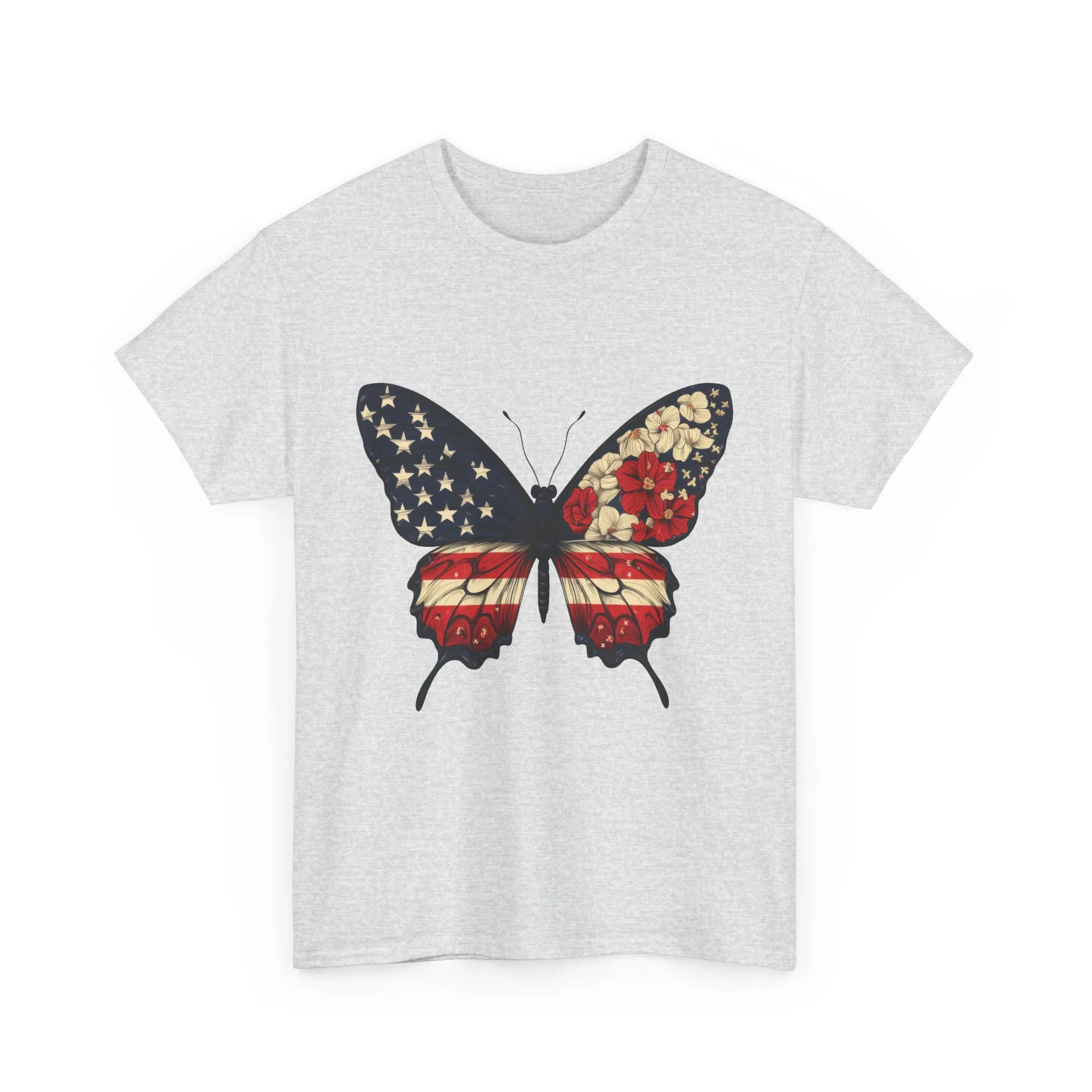 Patriotic Butterfly Tee, Unisex T-Shirt, American Flag Shirt, Nature Lover Gift, July 4th Apparel, USA Pride Clothing, Womens Patriotic Tee - Image 5
