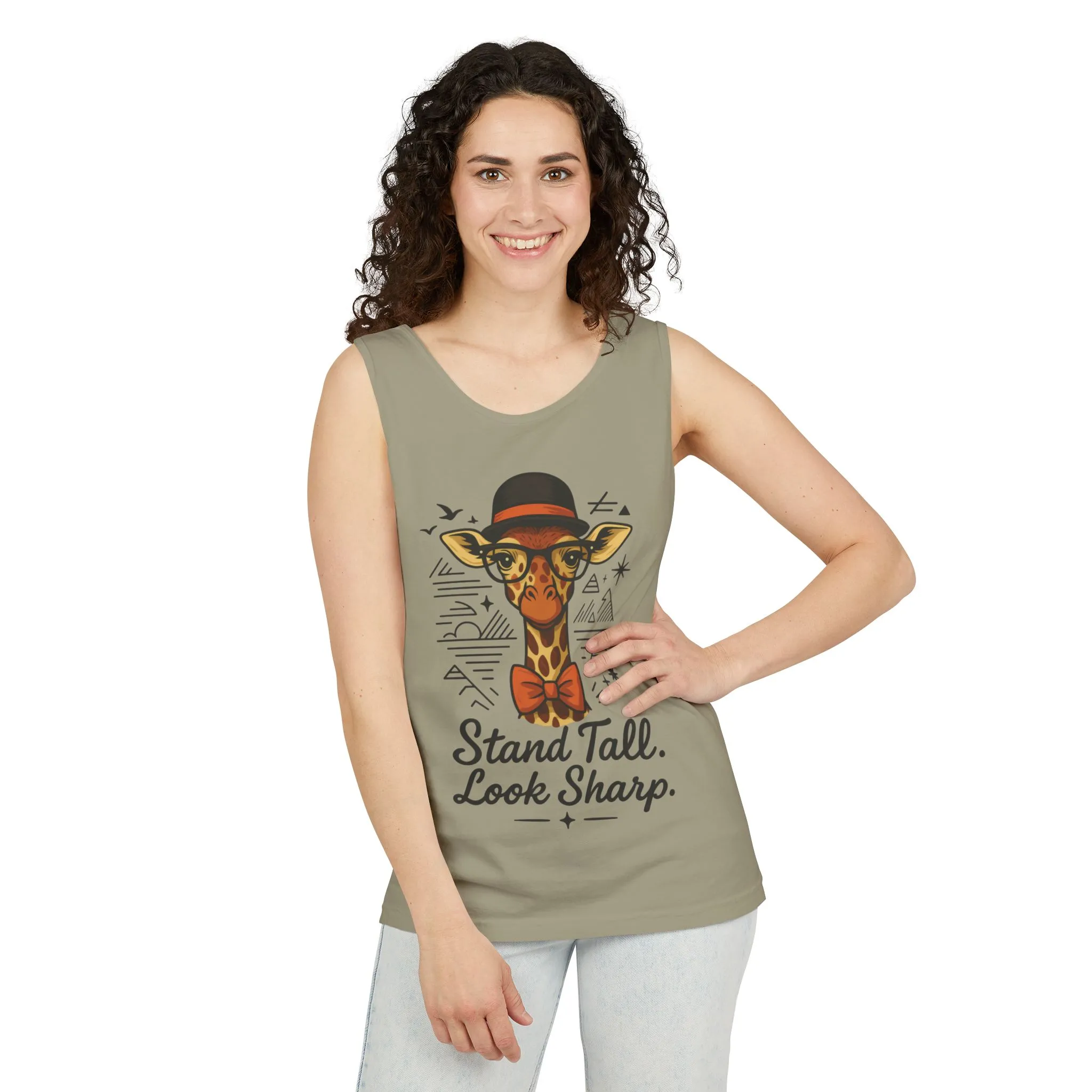 Giraffe Inspirational Tank Top, Stand Tall Look Sharp Shirt, Unisex Summer Apparel, Cute Animal Gift, Zoo Lover's Fashion - Image 9