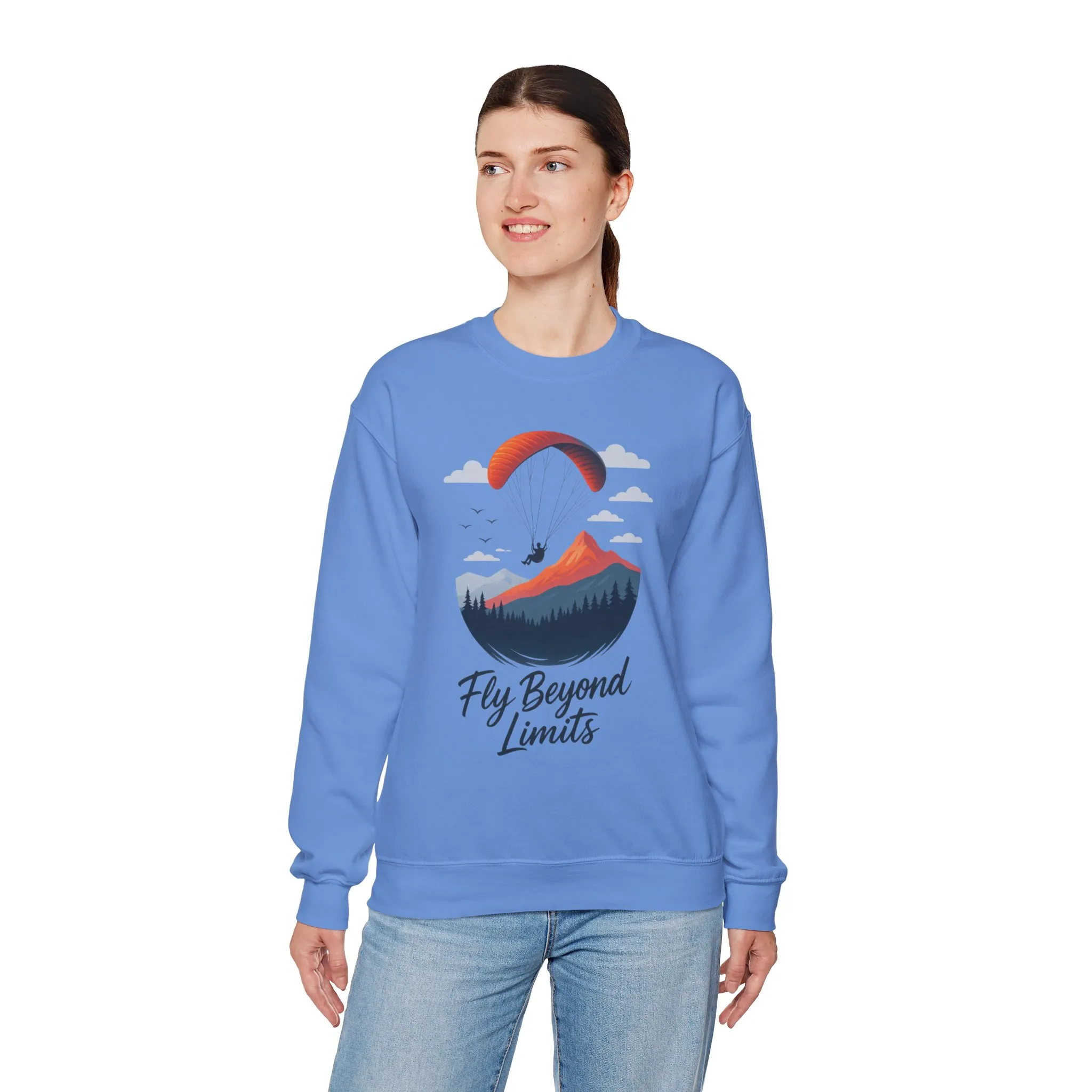 Adventure Inspiration Crewneck Sweatshirt - Fly Beyond Limits, Cozy Outdoor Outfit, Gift for Adventurers, Travel, Motivation Apparel - Image 5