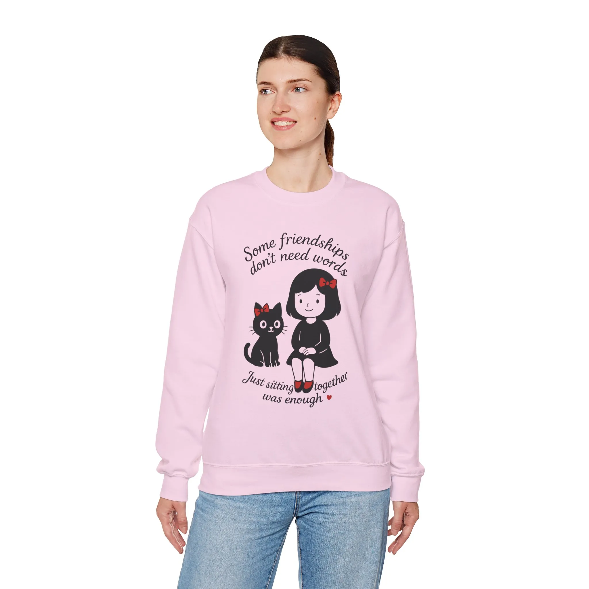Friendship Womens Sweatshirt - Cozy Womens Crewneck with Cute Cat Design, Perfect Gift for Cat Lovers, Friendship Day, Casual Wear - Image 3