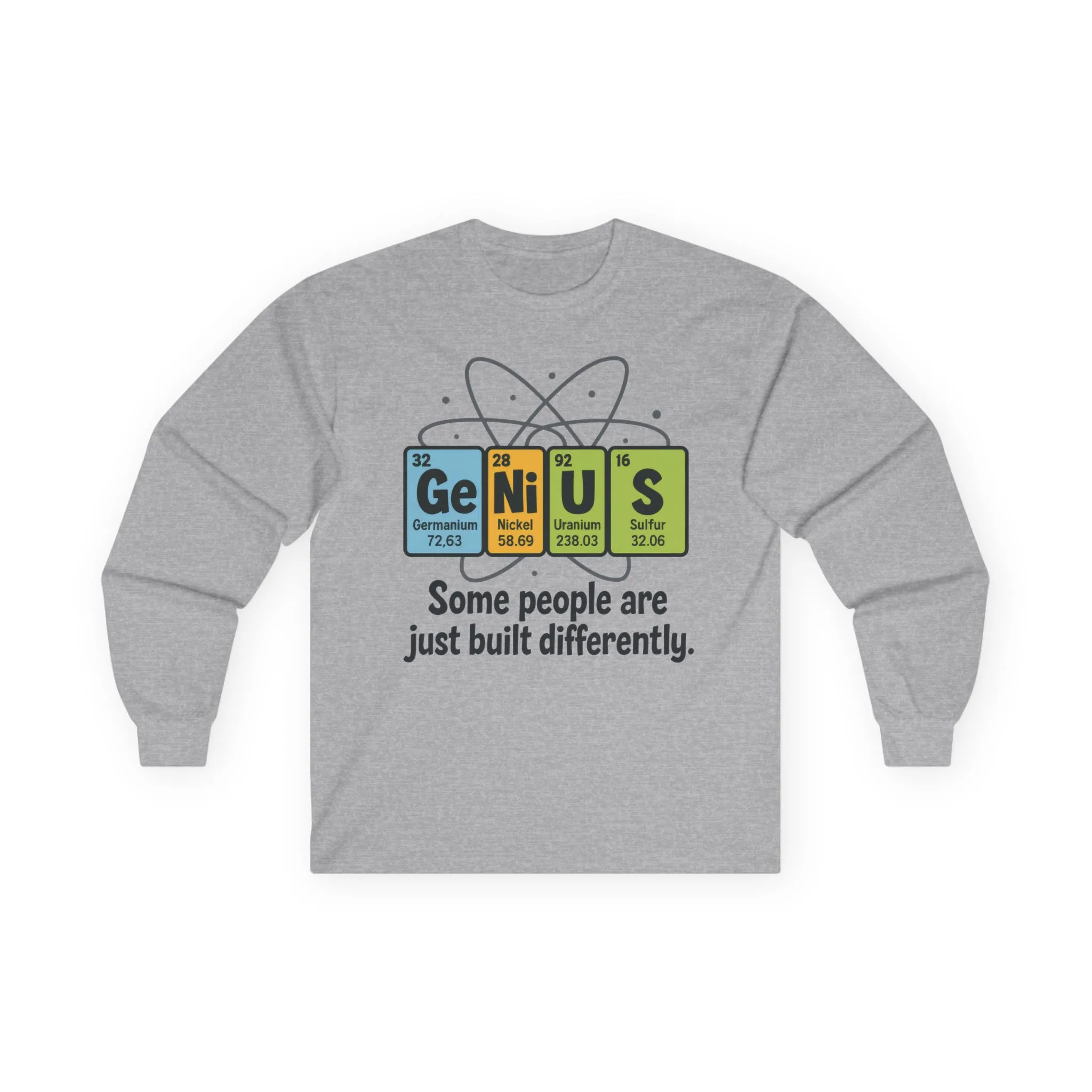 Funny Genius Long Sleeve Tee, Periodic Table Nerd Tee, Science Humor Tee, Unisex Gift, Science Shirt, Nerdy Fashion
