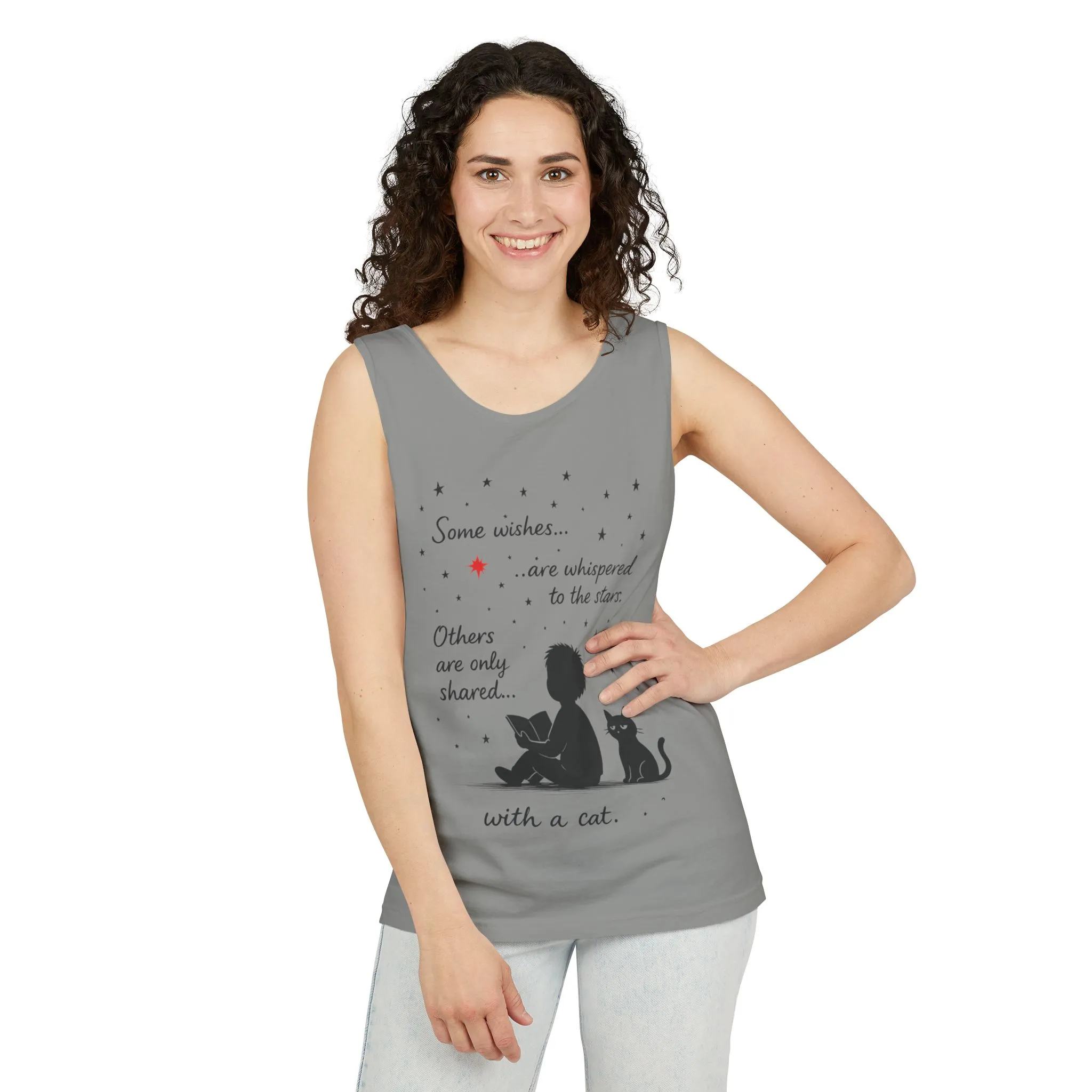 Whimsical Cat Lover's Tank Top, Inspirational Quote Top, Womens Garment-Dyed Summer Shirt, Gifts for Cat Moms, Casual Wear, Pet [...] - Image 21