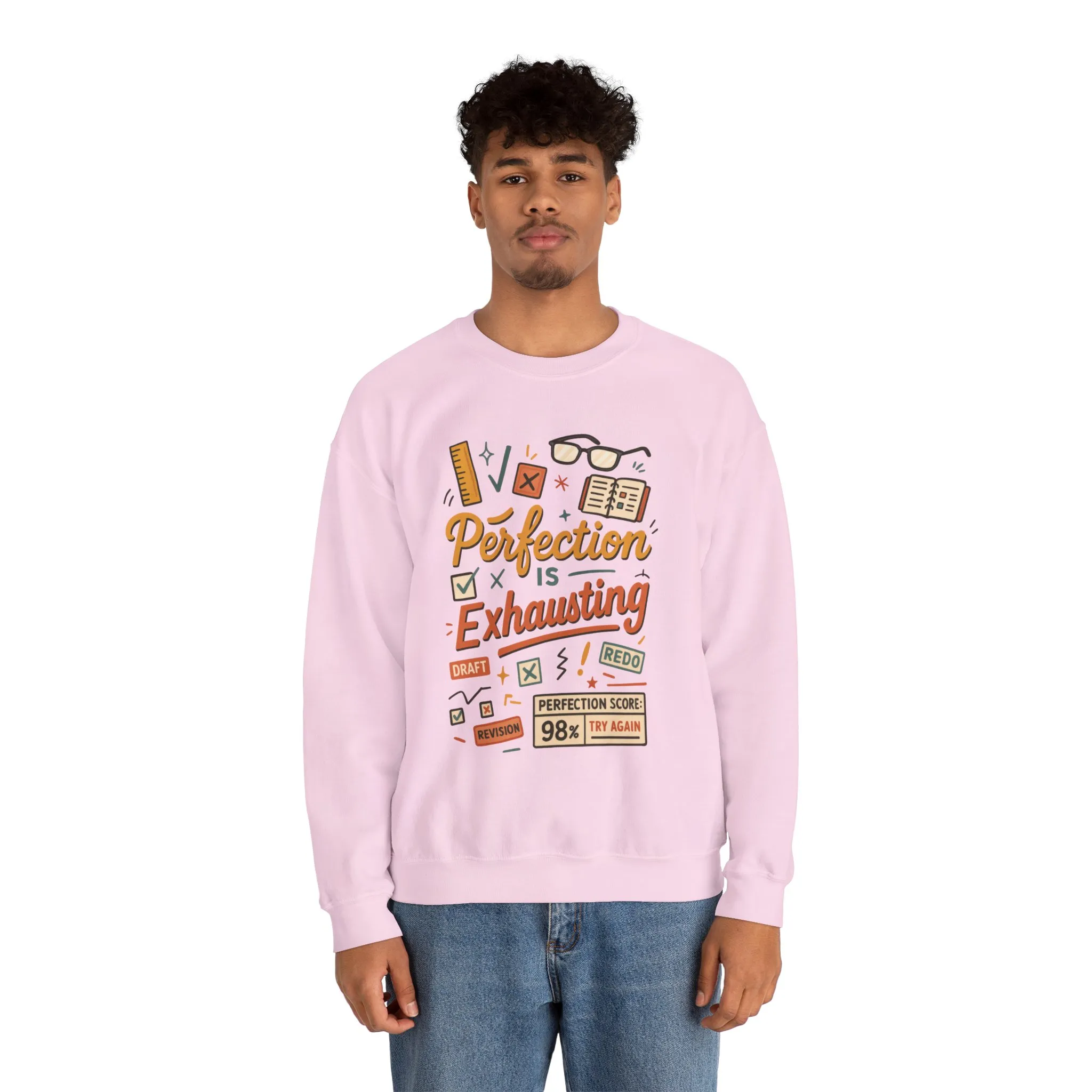 Exhausting Perfection Crewneck Sweatshirt, Funny Gift for Students, Cozy Unisex Sweater, Gift for Graduates, Motivational Apparel - Image 31