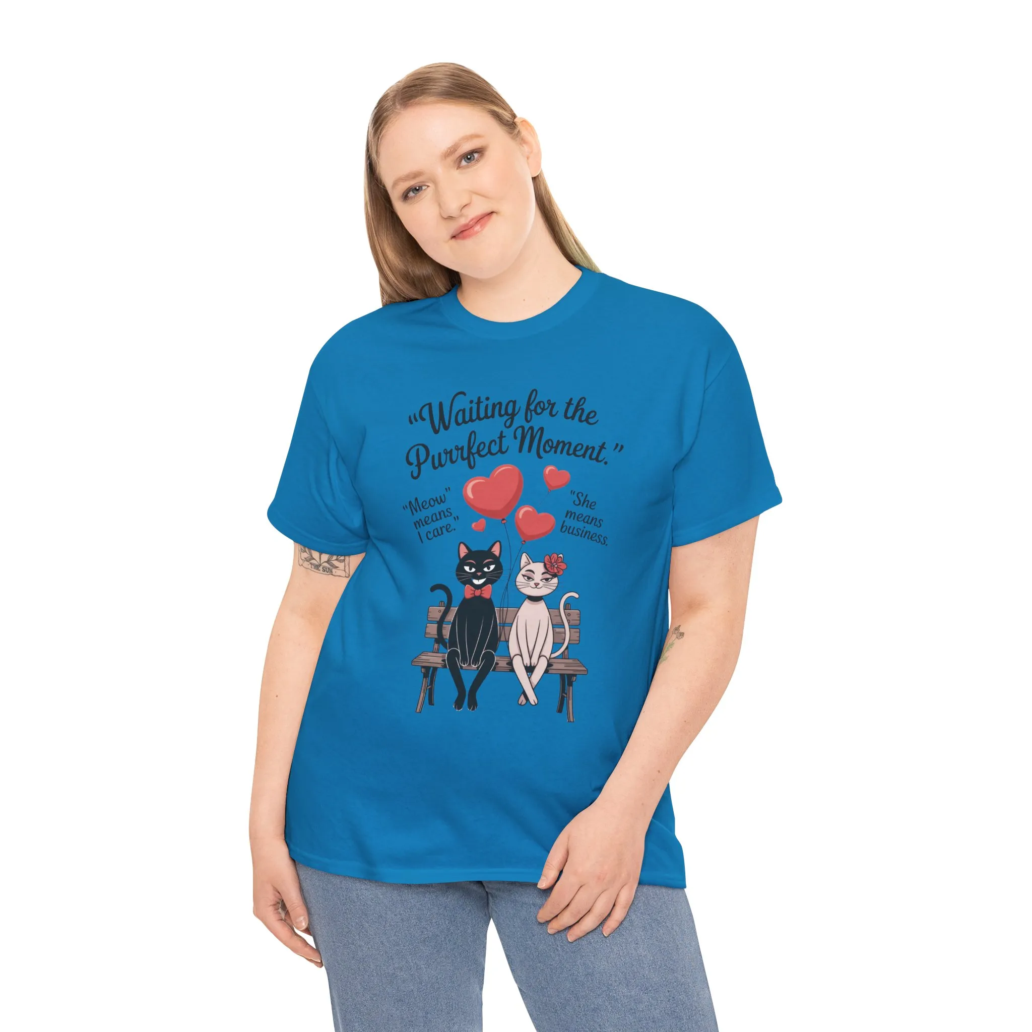 Cute Cat Lovers Tee, Unisex Heavy Cotton Tee for Pet Owners, Funny Cat Shirt, Gift for Cat Lovers, Casual T-Shirt, Animal Art Tee - Image 18