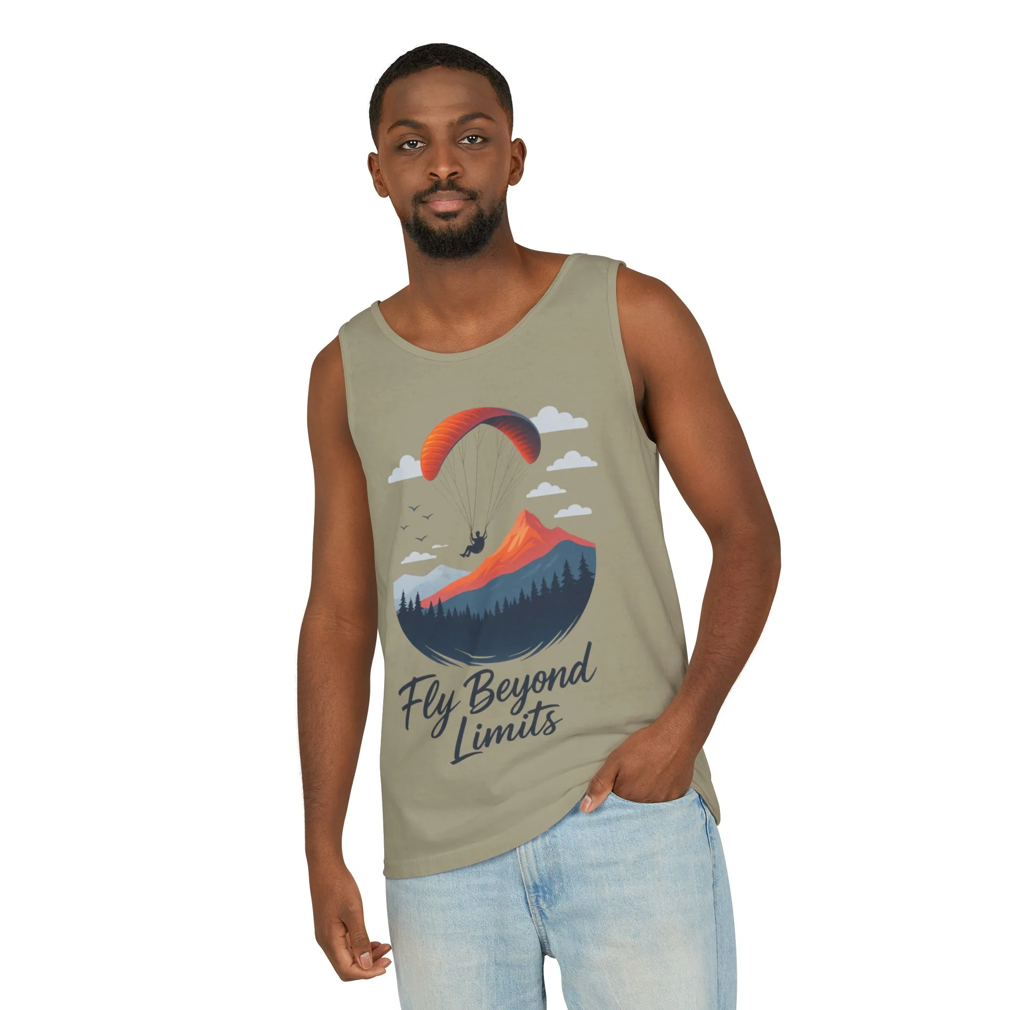 Adventure-Inspiring Fly Beyond Limits Unisex Tank Top, Summer Casual Wear, Outdoor Enthusiast Gift, Travel Apparel, Motivational Gift - Image 9