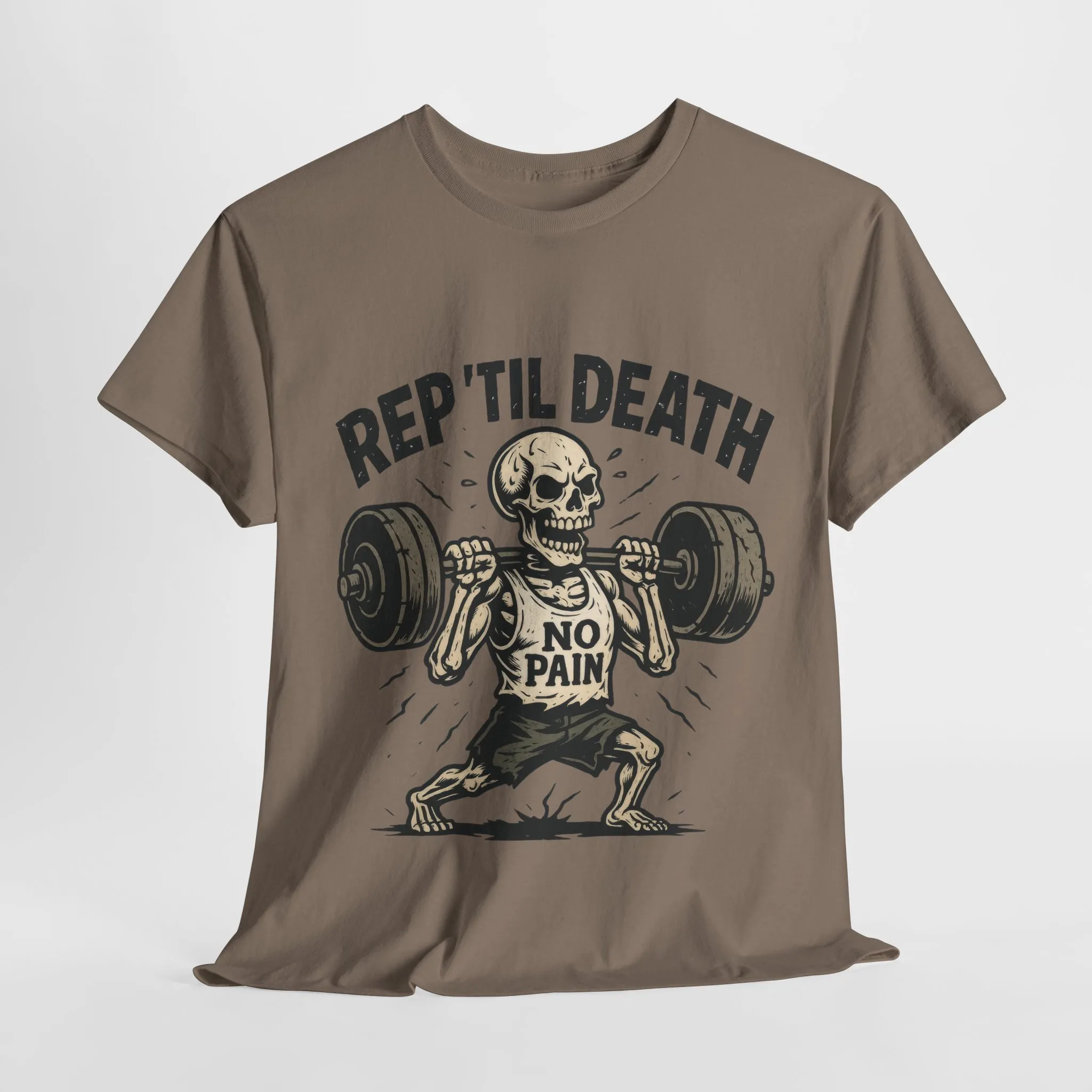 Mens Hardcore Fitness Shirt, No Pain Skeleton Workout Tee, Shirt for Fitness Lovers, Humor Gift for Bodybuilders, Rep Til Death Workout Tee - Image 7