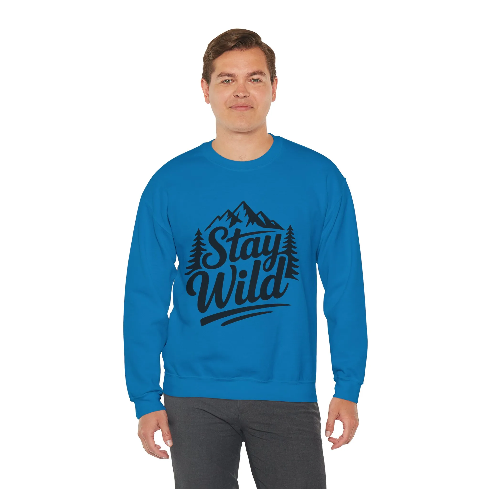 Stay Wild Unisex Crewneck Sweatshirt, Cozy Casual Wear for Adventurers, for Nature Lovers, Mountain Nature Unisex Crewneck Sweatshirt - Image 24