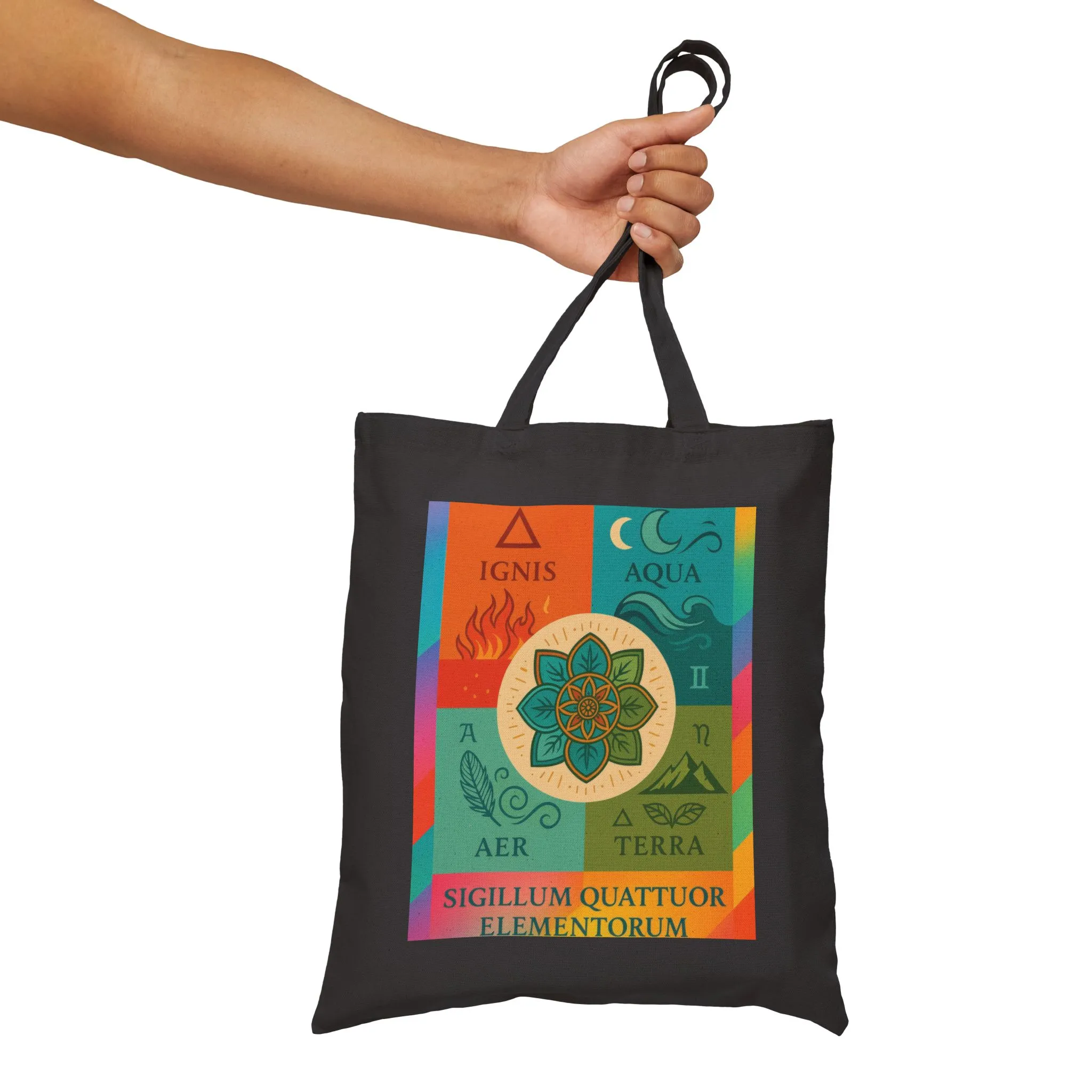 Four Elements Mandala Tote Bag, Fire, Water, Air, Earth Illustrated Symbolic Canvas Bag, Spiritual Boho Elemental Series Gift, Art Tote - Image 11