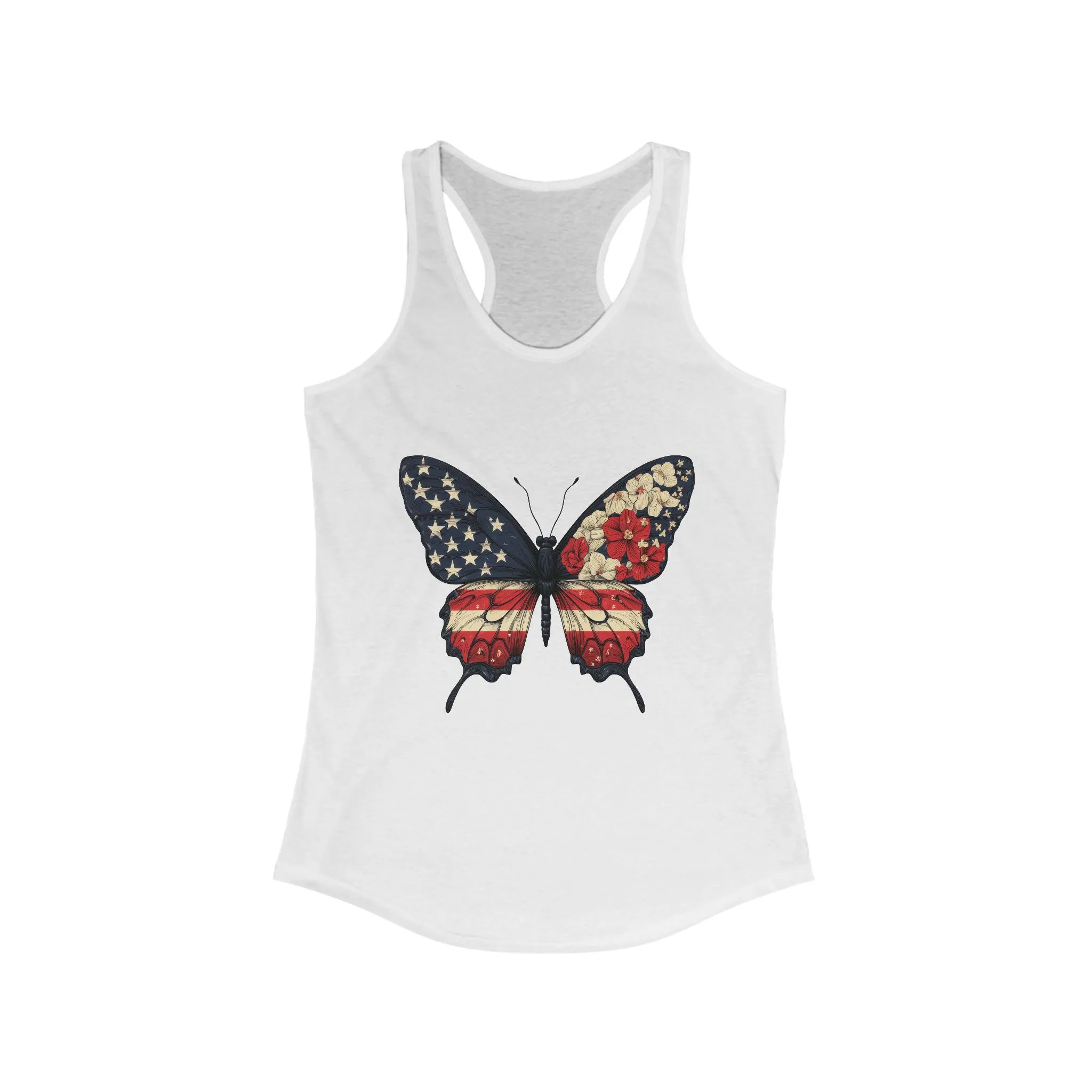Patriotic Butterfly Tank Top, American Flag Tee, July 4th Apparel, USA Pride Clothing, Womens Patriotic Tee, Independence Day Gift - Image 3