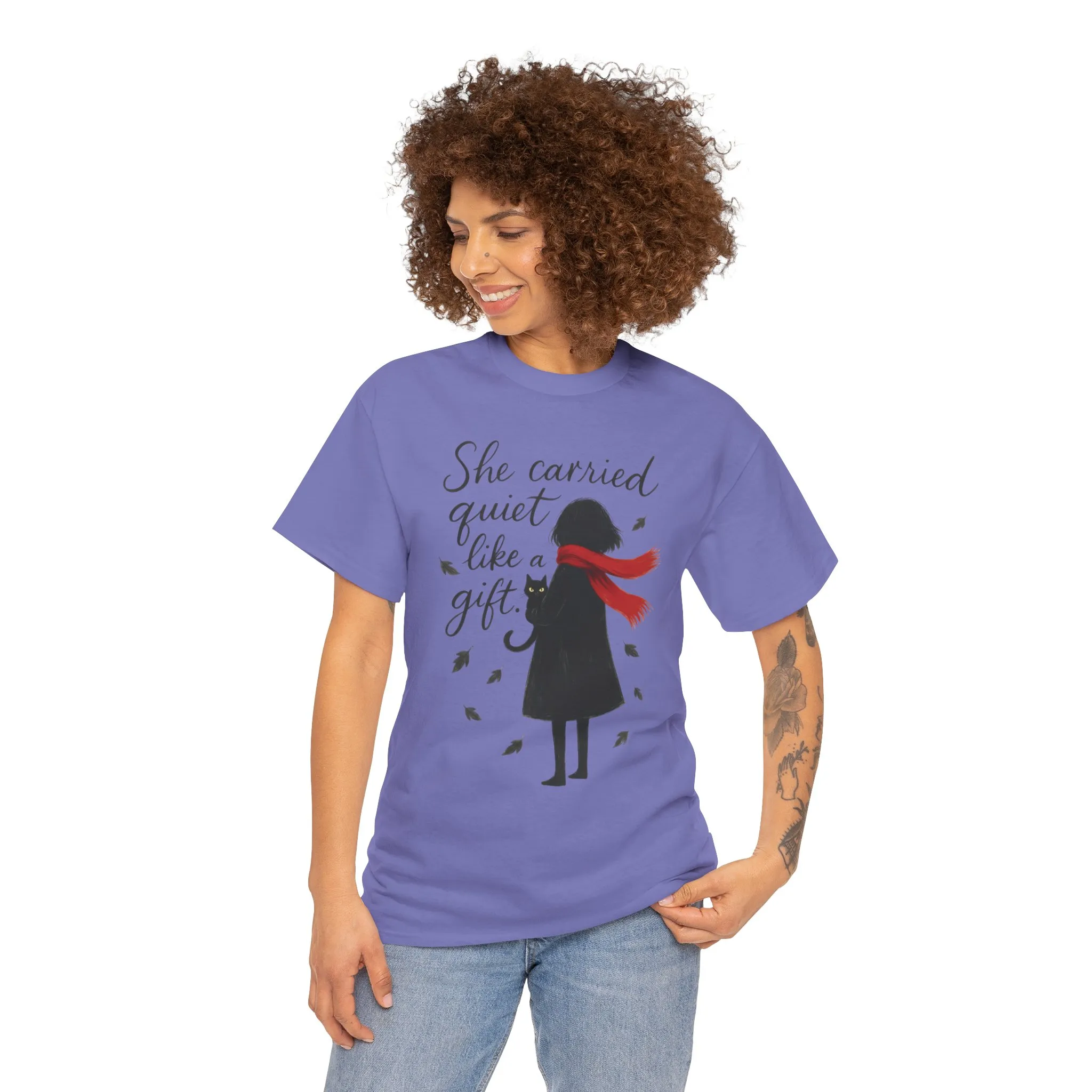Cat Lover Womens T-Shirt, Whimsical Hand-Drawn Illustration Tee, Artistic Minimalist Gift for and Introverts, Cute Animal Apparel - Image 26