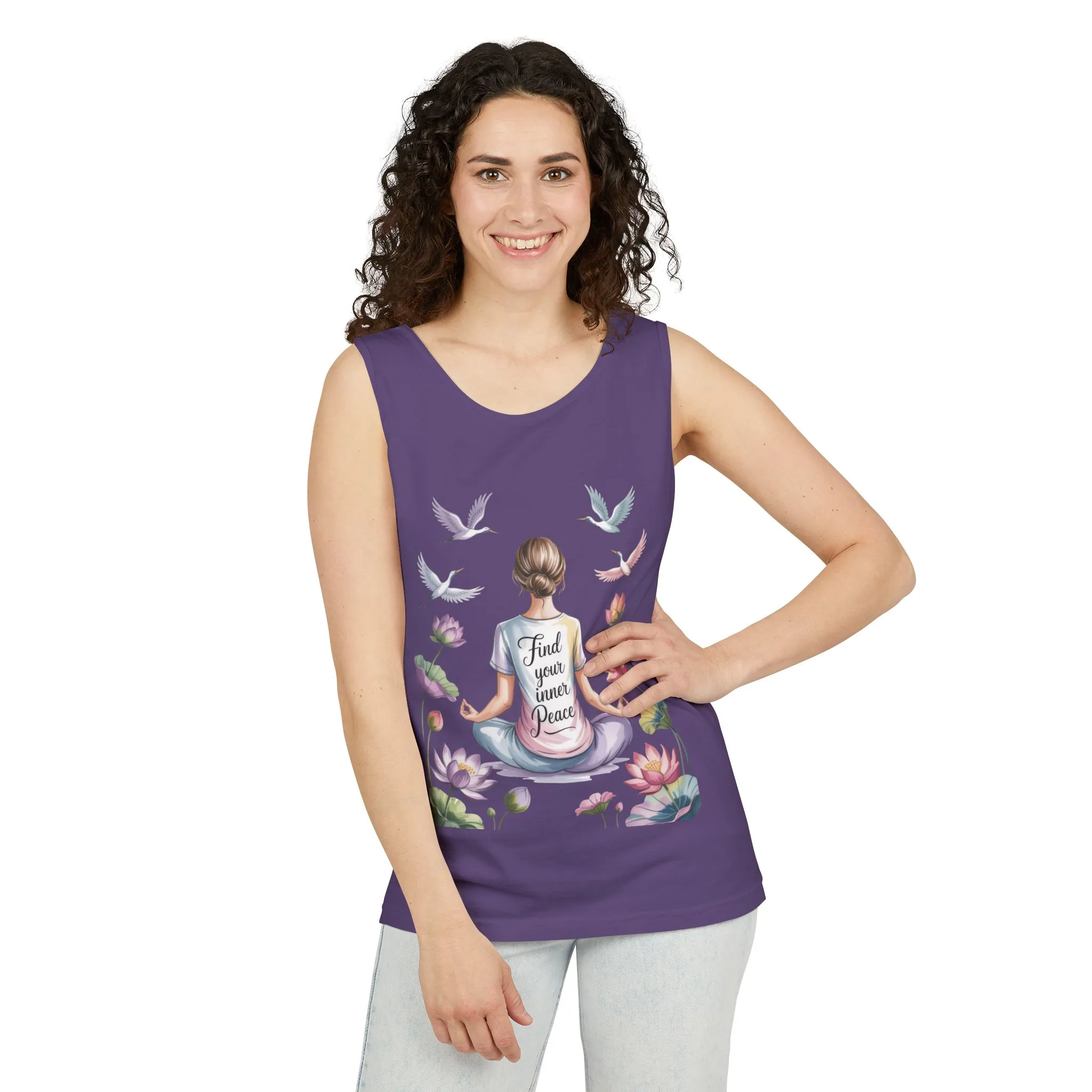 Meditation Floral Womens Tank Top, Find Your Inner Peace, Yoga Apparel, Gift for Mindfulness, Summer Relaxed Wear - Image 17