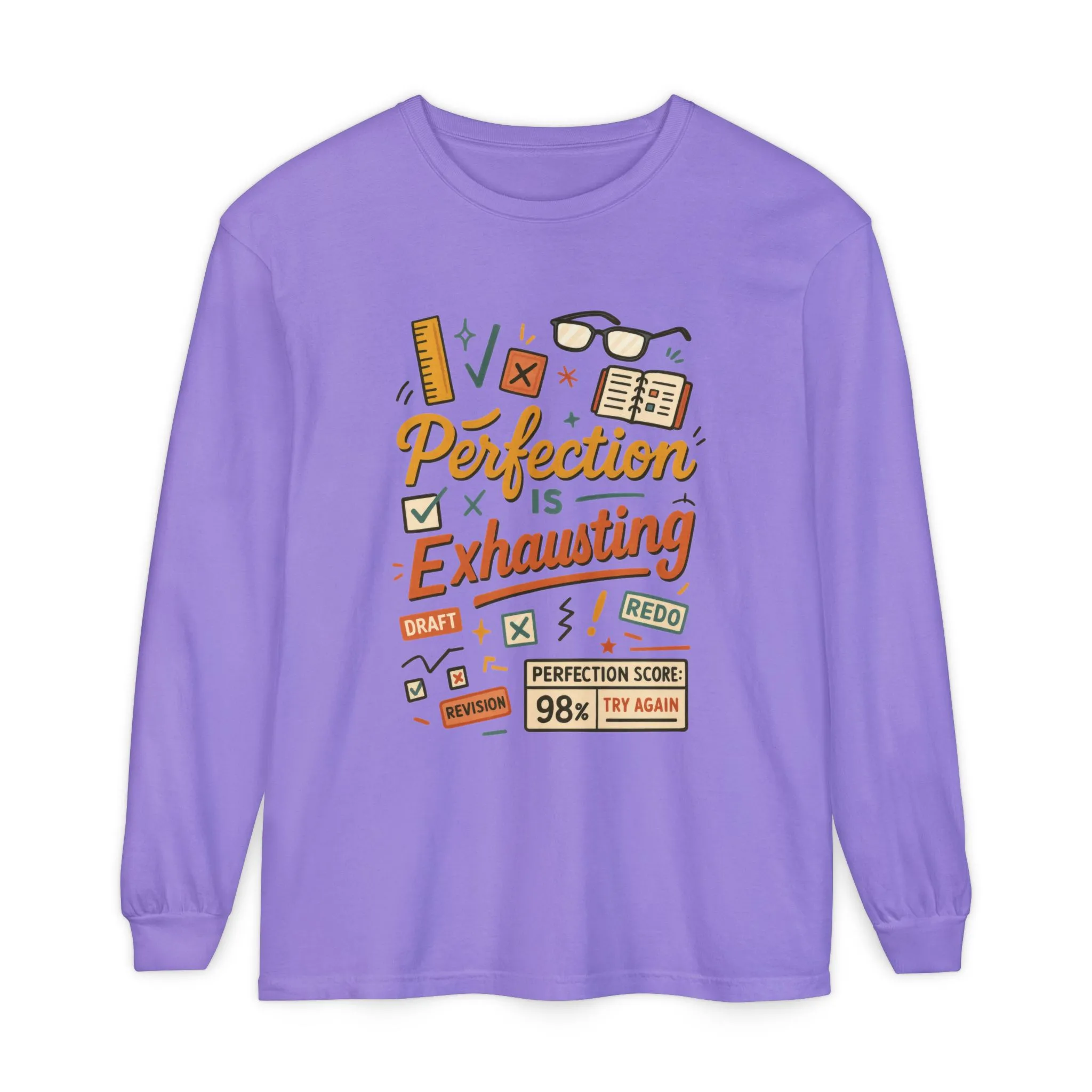 Stress Relief Long Sleeve Tee, Perfect for Perfectionists, Humorous Gift, Back-to-School, Gift for Graduates, Motivational Apparel - Image 18