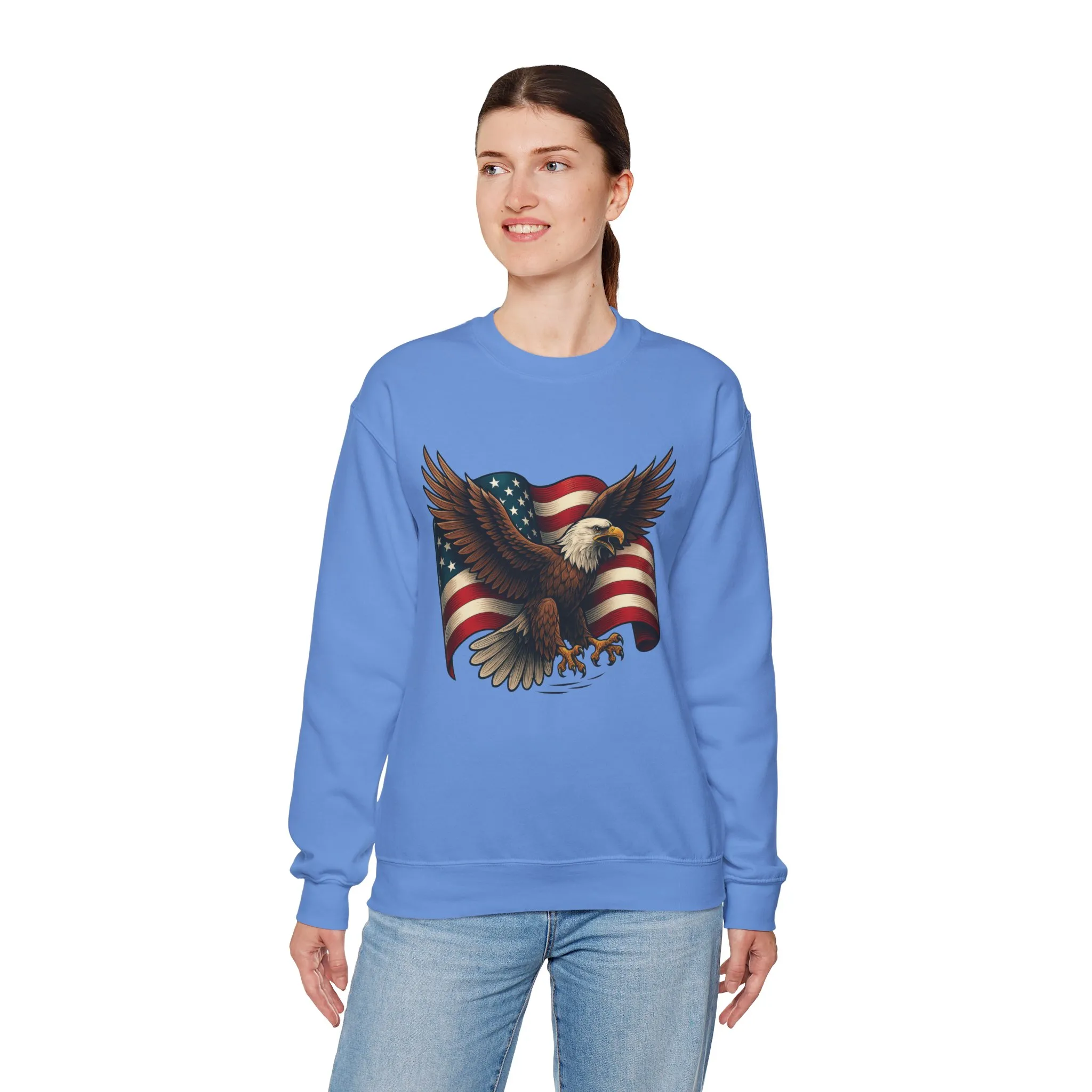 Patriotic Eagle Sweatshirt - Unisex Crewneck, USA Flag Apparel, Memorial Day, Veteran's Day, Independence Day, Gift for Patriots - Image 19
