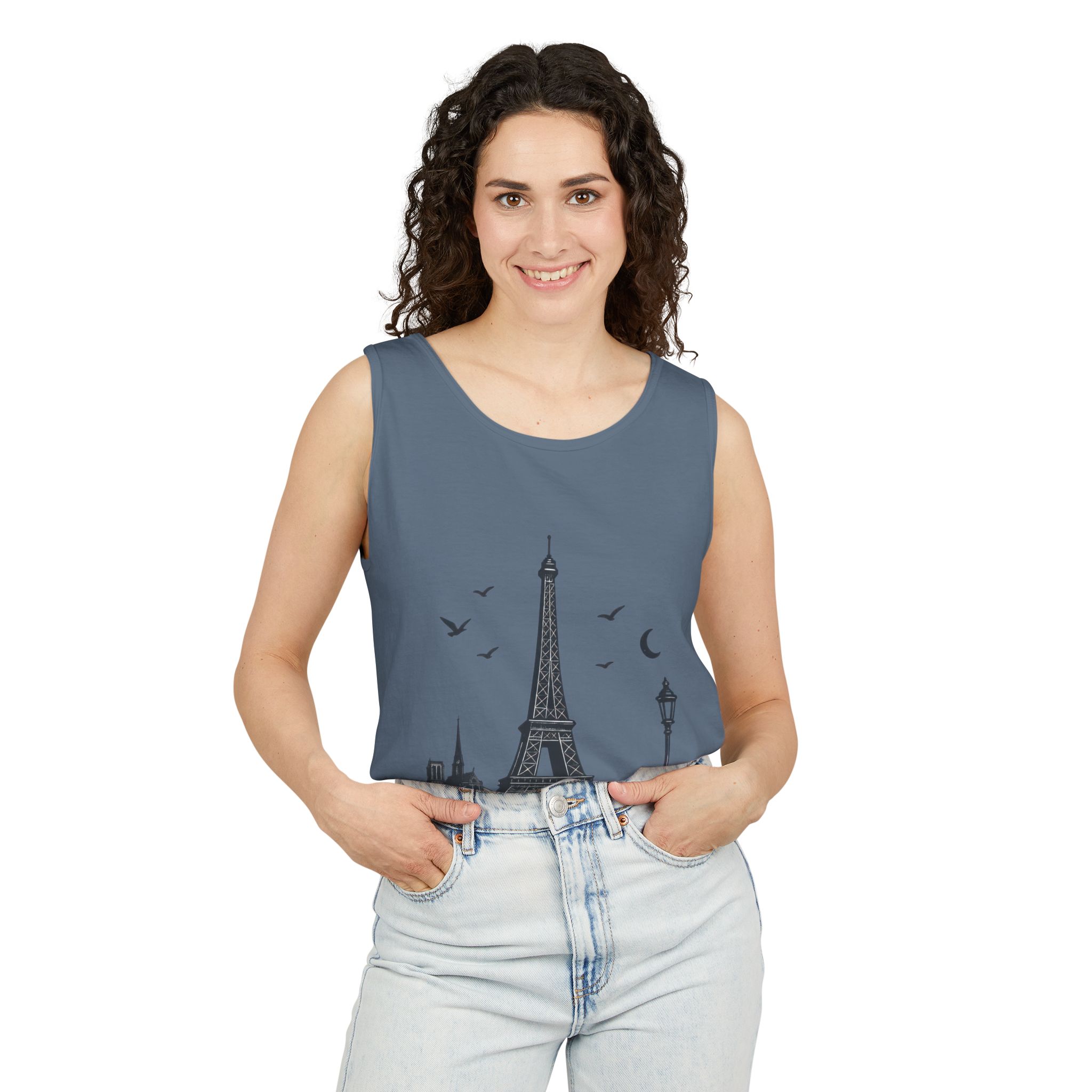 Parisian Dreams Tank Top, Unisex Summer Wear, Graphic Tee, Travel Inspired Apparel, Vacation Outfit, Casual Tank for All Occasions - Image 2