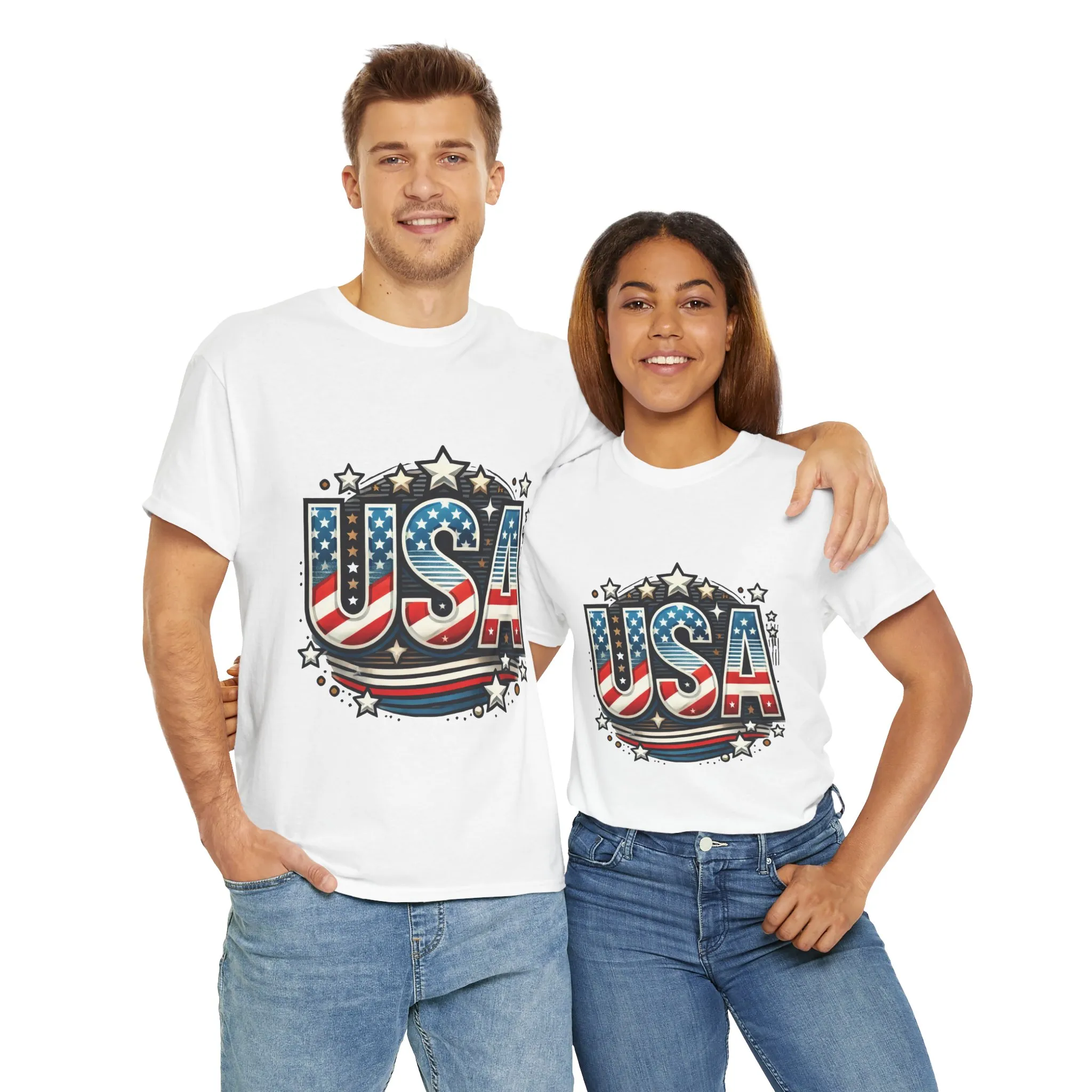 Patriotic USA T-Shirt, Unisex Heavy Cotton Tee for Independence Day, Memorial Day, 4th of July, Casual Wear, Gifts - Image 4