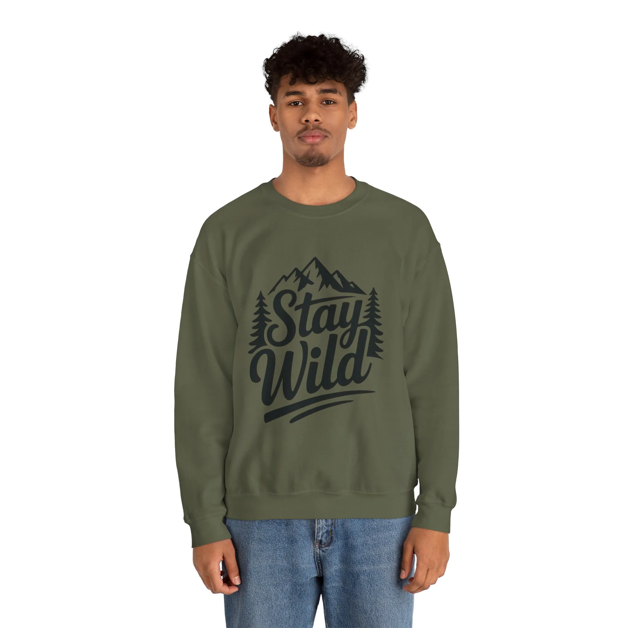Stay Wild Unisex Crewneck Sweatshirt, Cozy Casual Wear for Adventurers, for Nature Lovers, Mountain Nature Unisex Crewneck Sweatshirt - Image 14