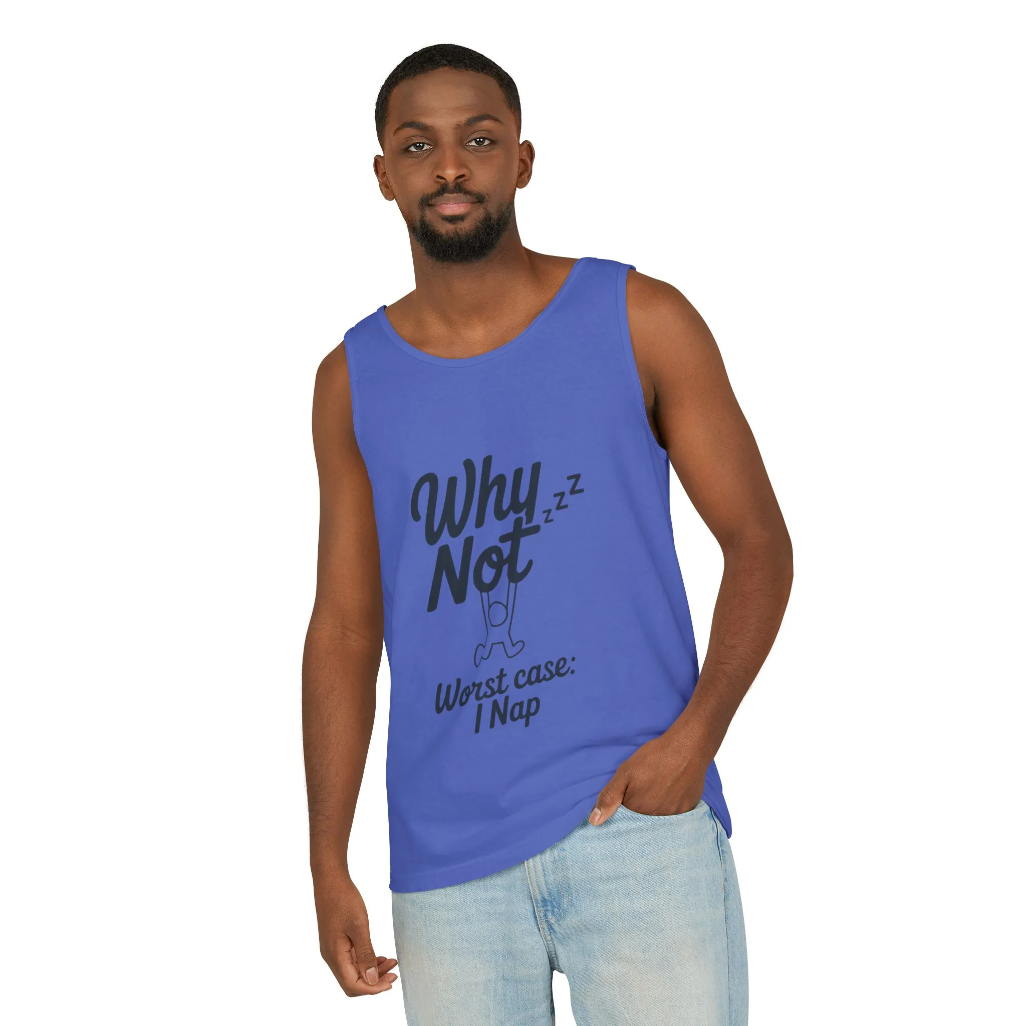 Comfy Mens Tank Top - Why Not? | Perfect for Relaxing, Gift for Nappers, Summer Wear, Vacation Apparel, Hilarious Lounge Top - Image 30