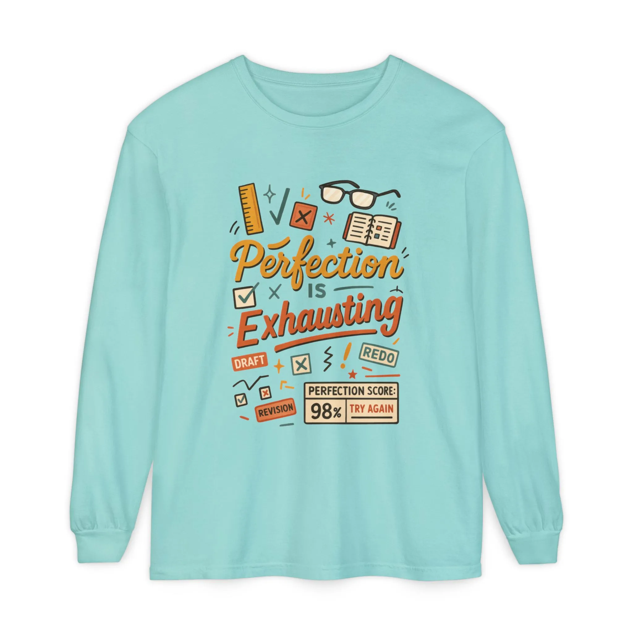 Stress Relief Long Sleeve Tee, Perfect for Perfectionists, Humorous Gift, Back-to-School, Gift for Graduates, Motivational Apparel - Image 32