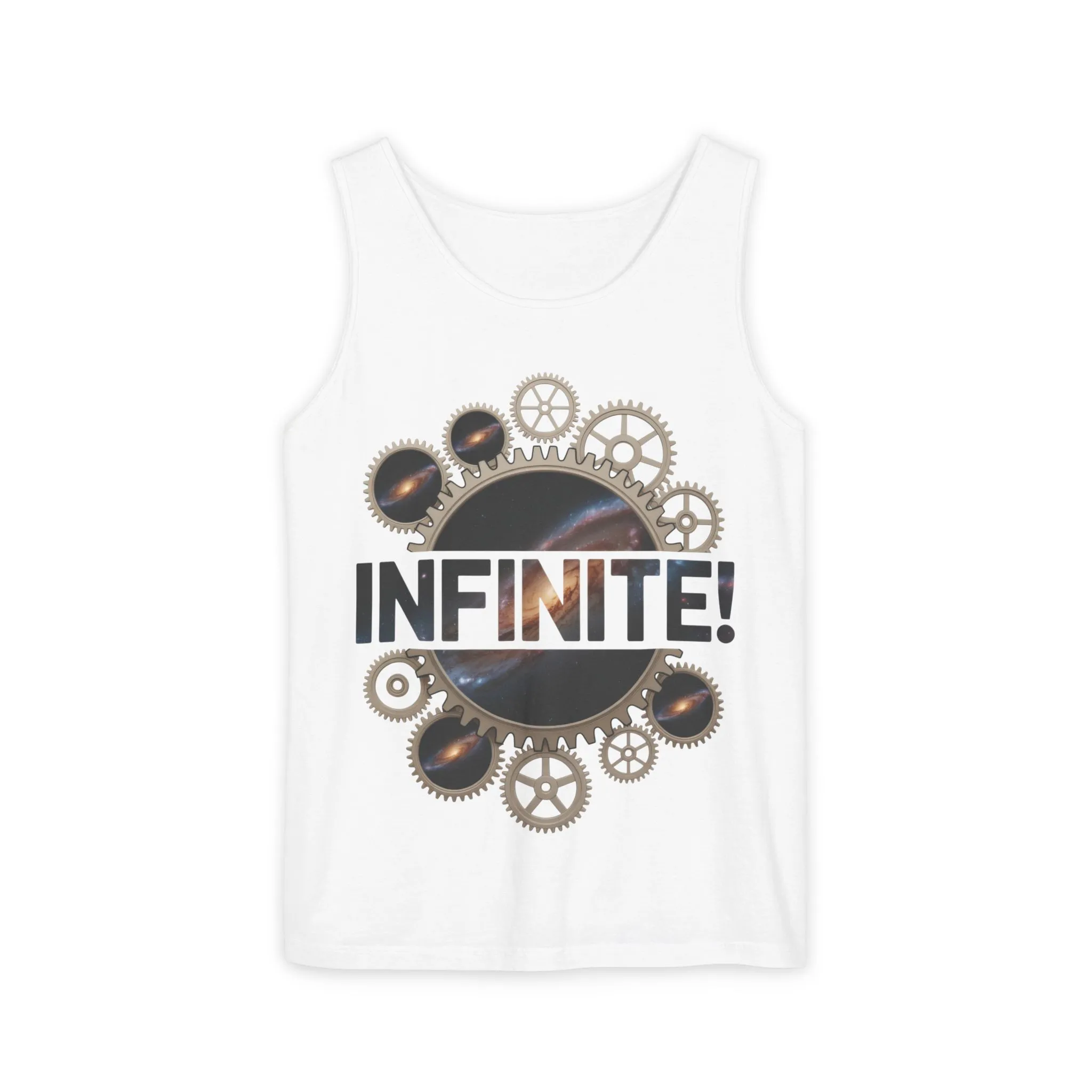 Men's INFINITE! Steampunk Space Gears T-Shirt, Cosmic Mechanical Design Tee for Sci-Fi & Engineering Lovers, Workout Shirt - Image 4