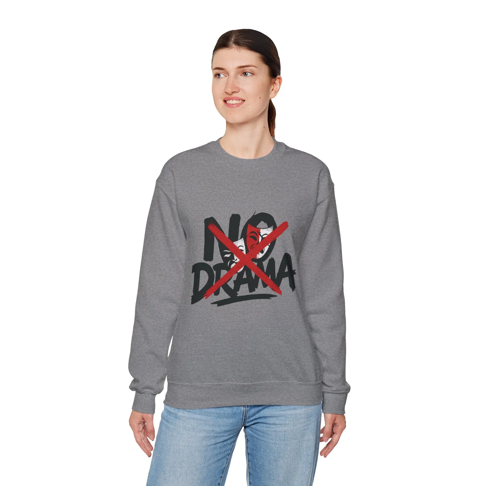 No Drama Crewneck Womens Sweatshirt, Cozy Sweatshirt, Relaxed Fit Pullover, Casual Gift for Friends, Everyday Comfort Apparel - Image 6