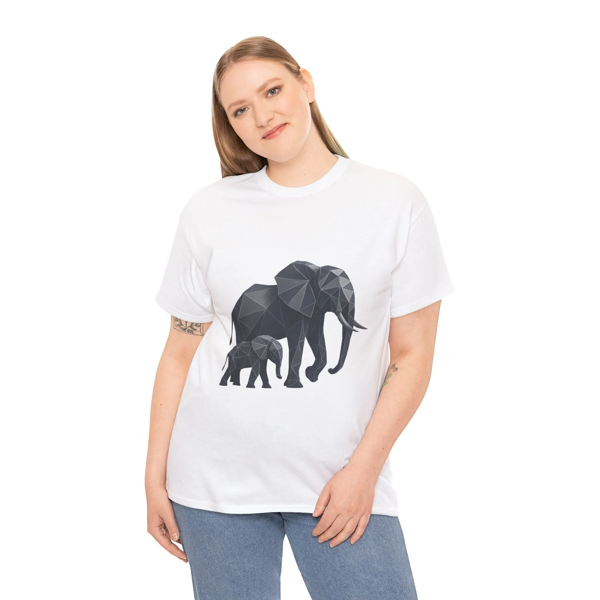 Geometric Elephant Tee - Minimalist Art Shirt, Nature Lover Gift, Animal Print T-Shirt, Unisex Cotton Tee, Eco-Friendly Wear - Image 6
