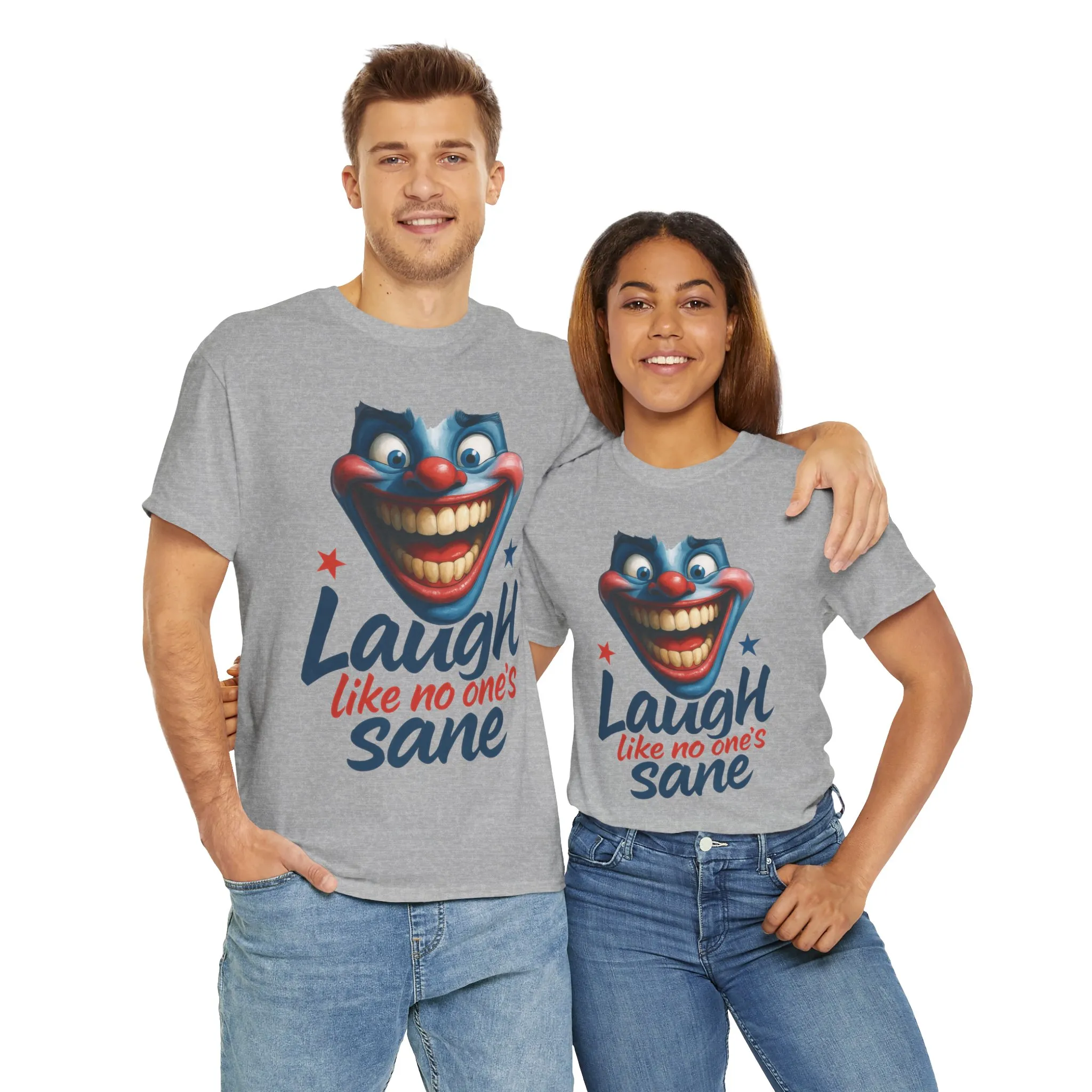Funny Clown Face Unisex Heavy Cotton Tee, Creepy Clown Face T-Shirt, Humor T-Shirt,Clown Theme Shirt, Funny Horror Graphic Tee - Image 14