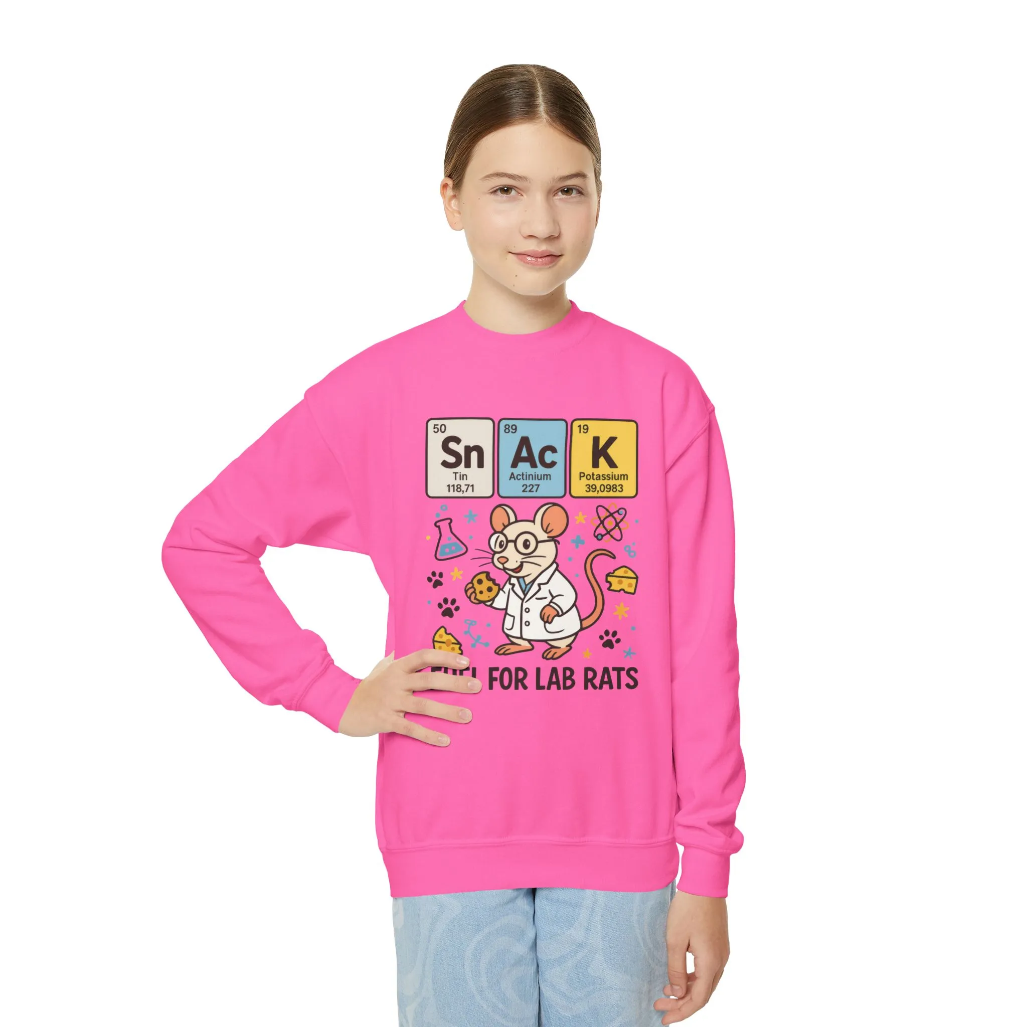 Youth Crewneck Sweatshirt - Fuel for Lab Rats, Cute Science Gift, Adorable Sweatshirt for Kids, Science Enthusiasts, Lab Rat Love - Image 17