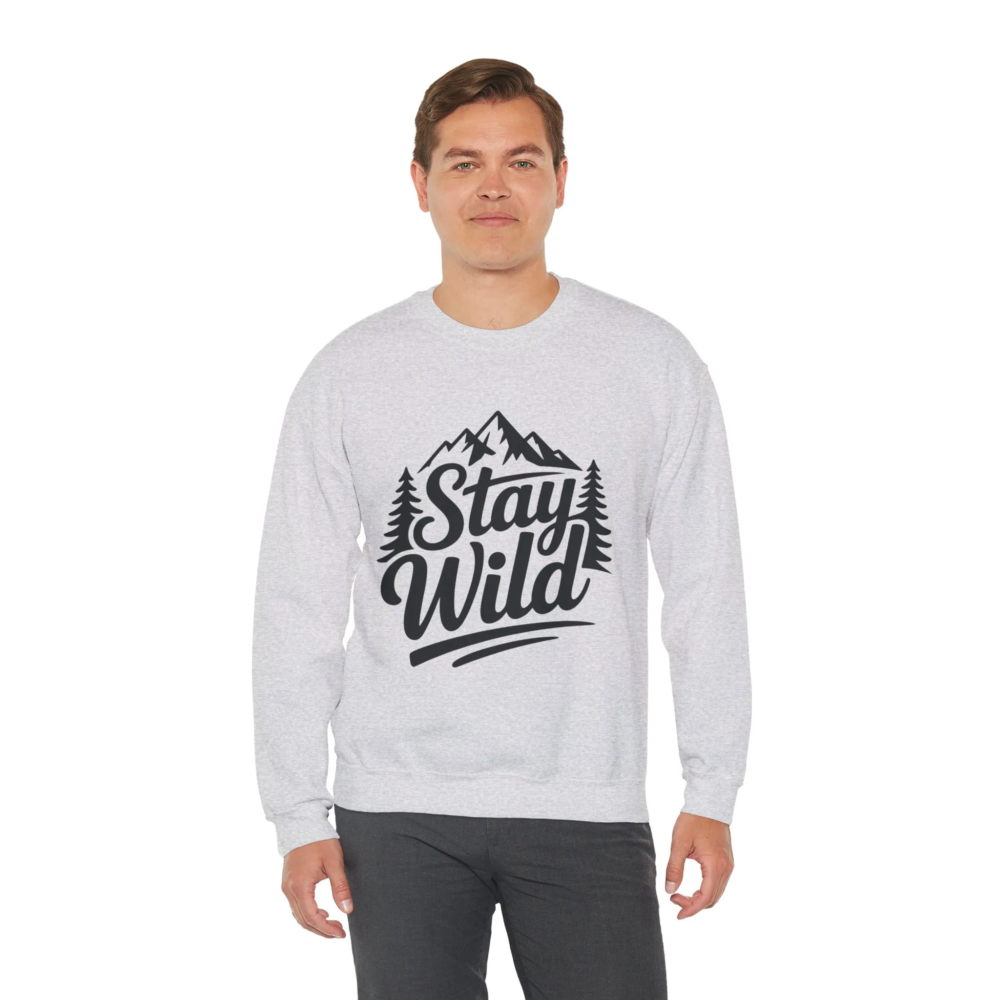 Stay Wild Unisex Crewneck Sweatshirt, Cozy Casual Wear for Adventurers, for Nature Lovers, Mountain Nature Unisex Crewneck Sweatshirt - Image 6