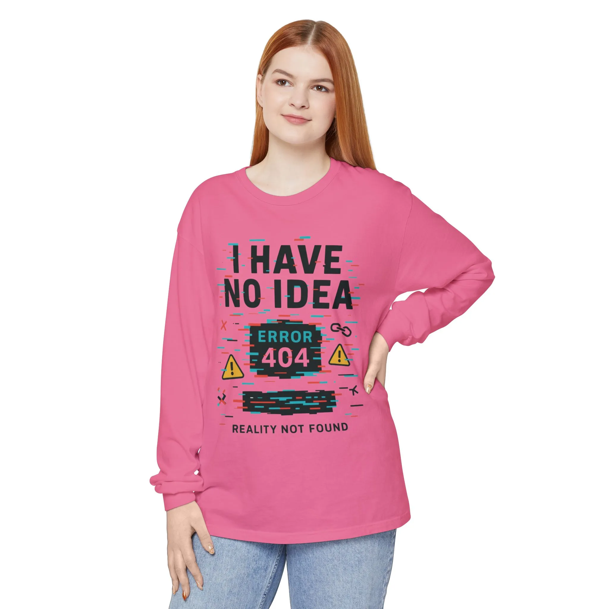 Unisex Long Sleeve T-Shirt, Funny Error 404 Graphic Tee, Internet Humor, Geeky Apparel, Quirky Humor Shirt, Gift for Tech Lovers - Image 22