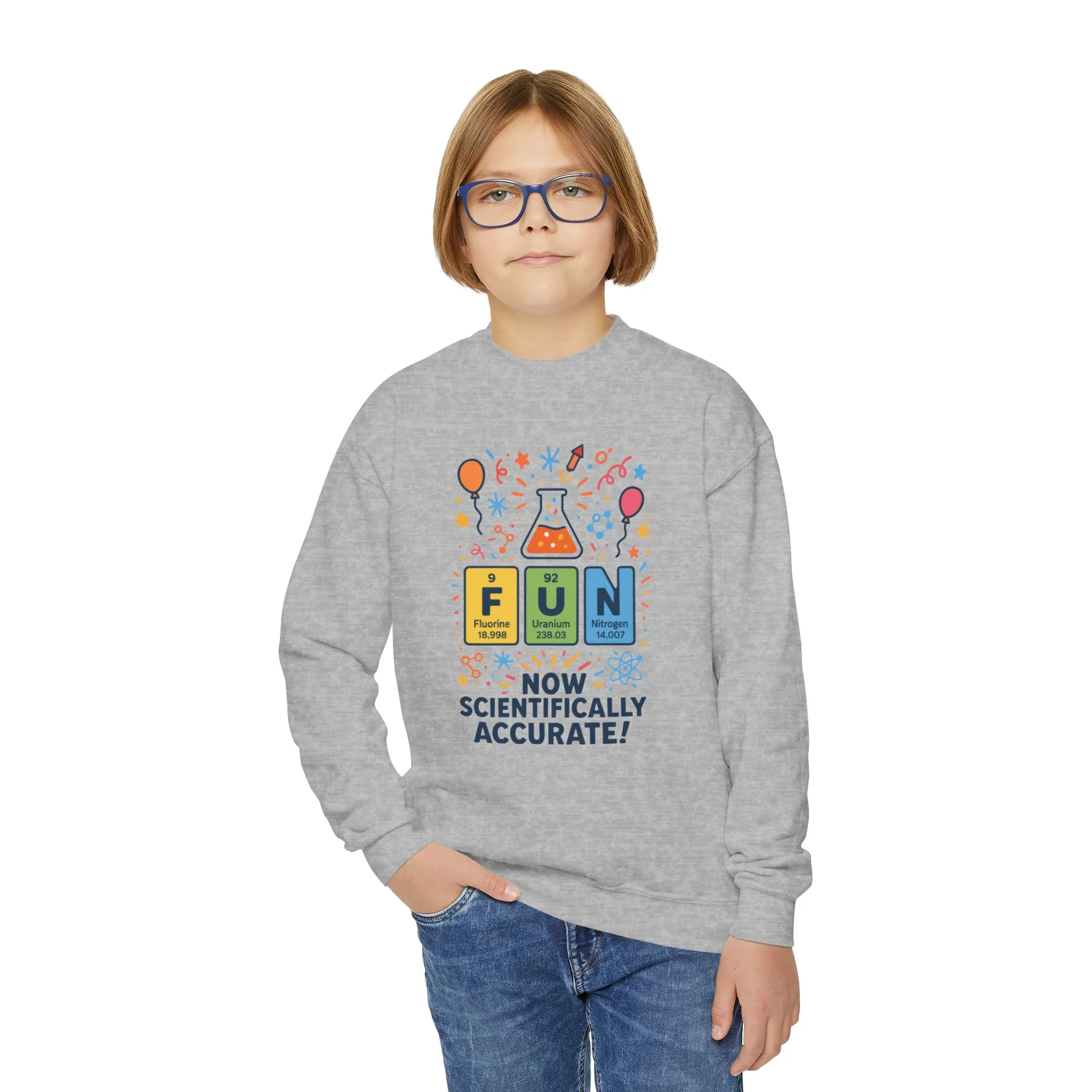 Youth Science Fun Sweatshirt, Perfect for STEM Lovers, Birthday Gift, Cozy Classroom Wear, Youth Crewneck - Image 2